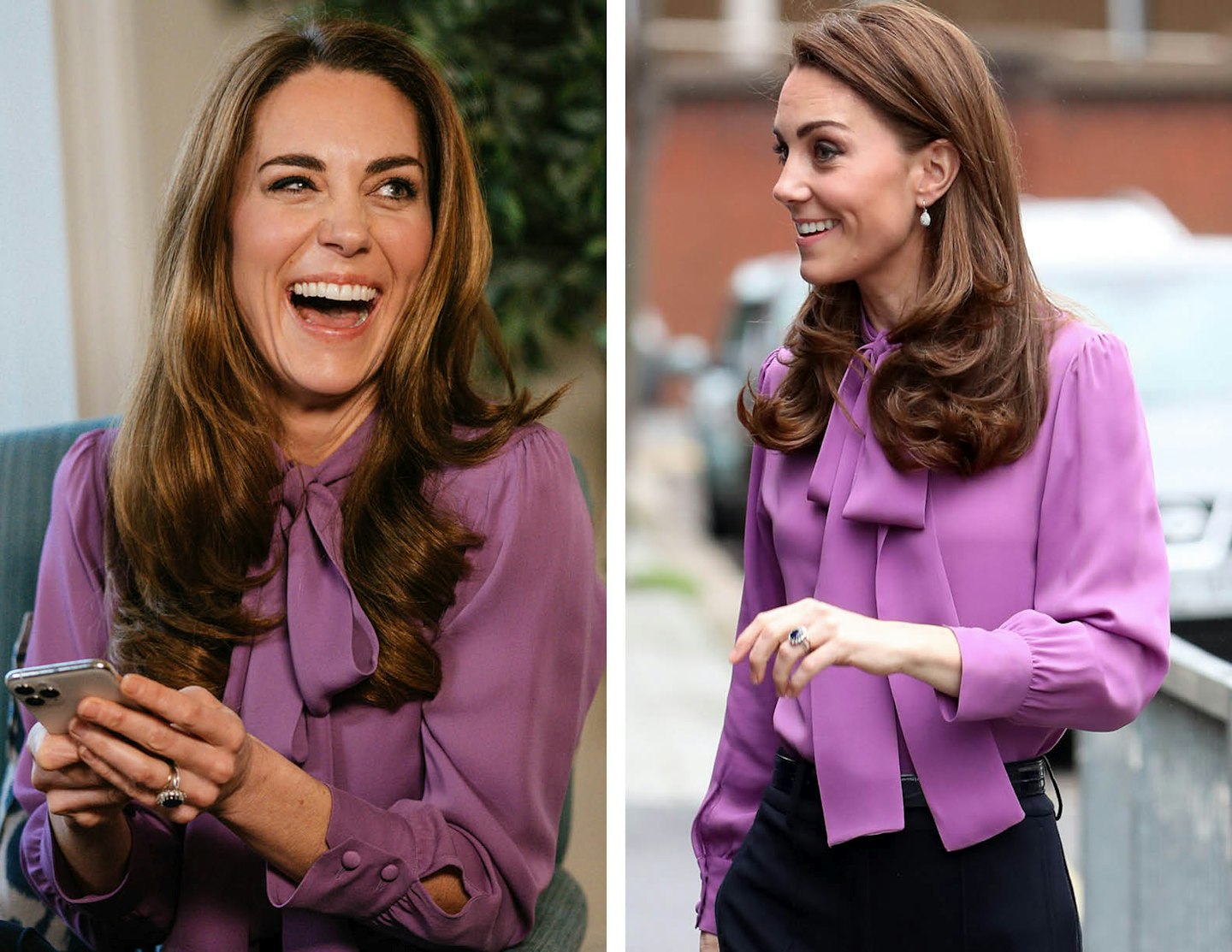 Kate Middleton Keeps Wearing This Purple Gucci Blouse Backwards