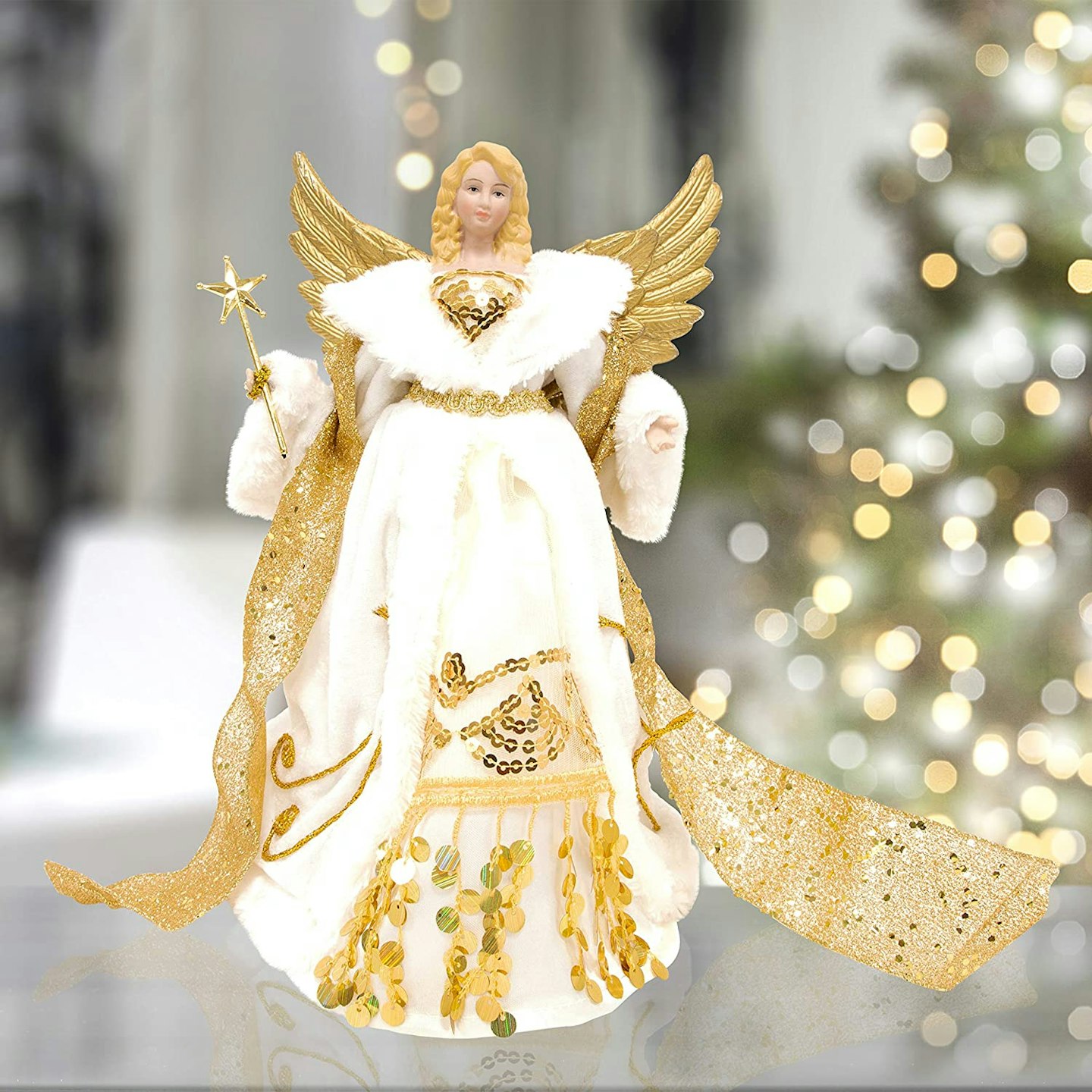 Christmas Workshop Gold & Cream Angel Tree Topper