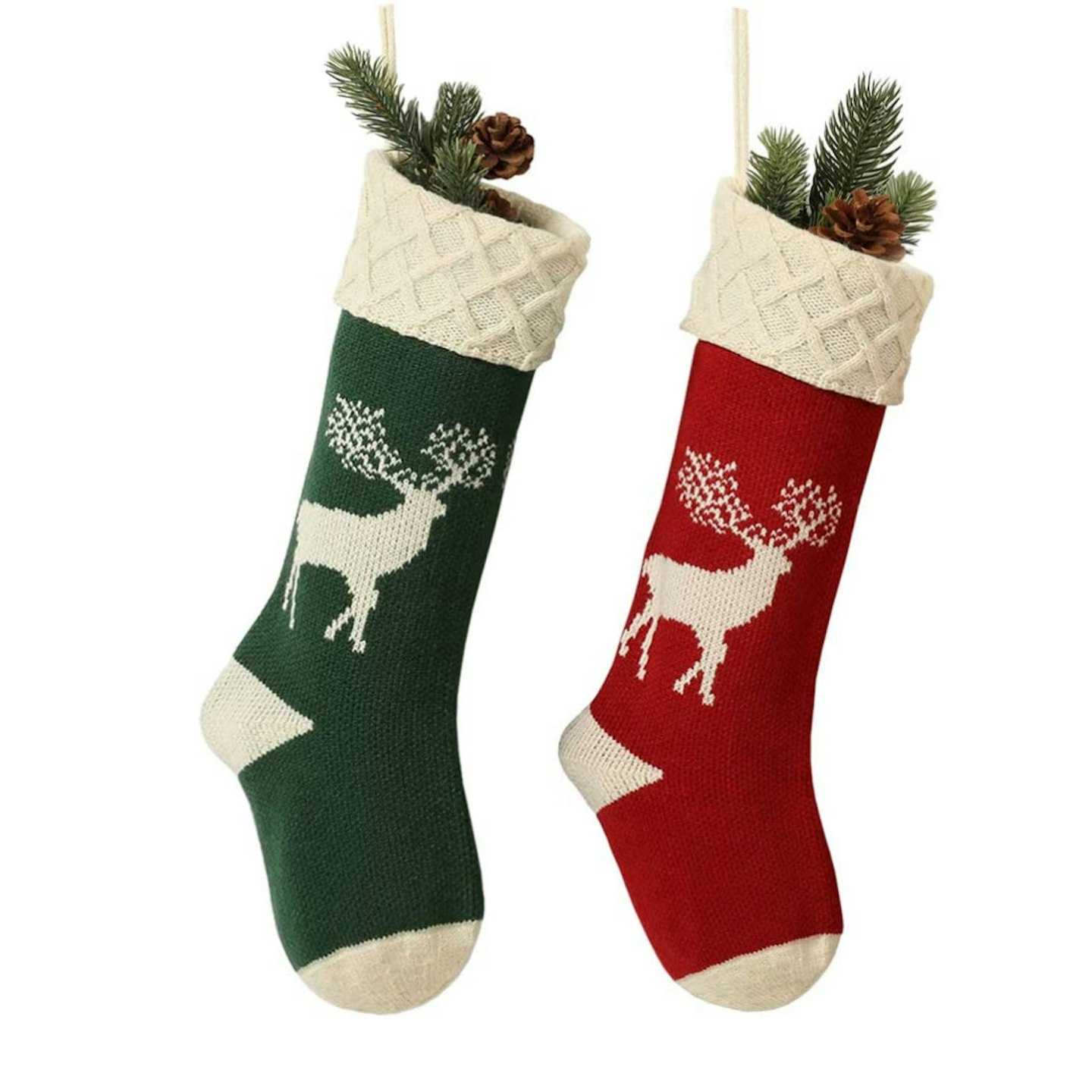 Knitted Reindeer Pattern Xmas Stockings