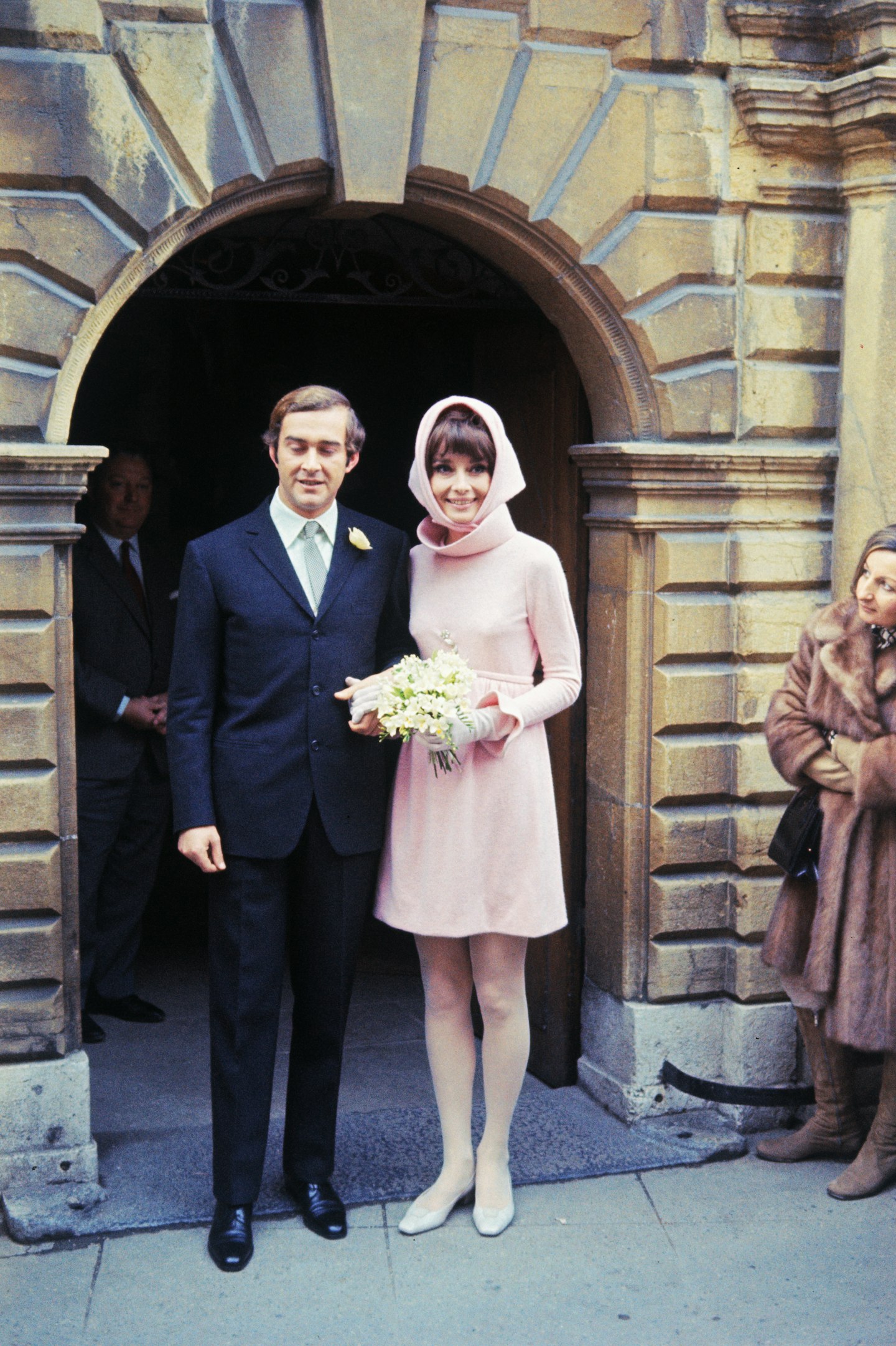 Audrey Hepburn at in her Givenchy wedding dress in 1969