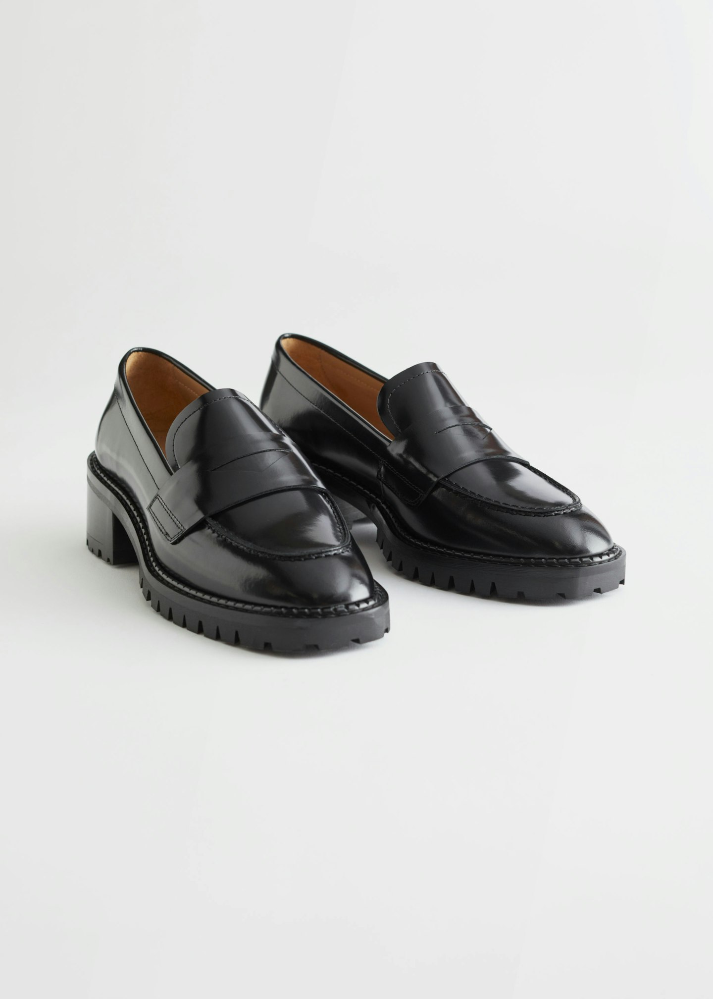 Heeled Leather Penny Loafers, £95