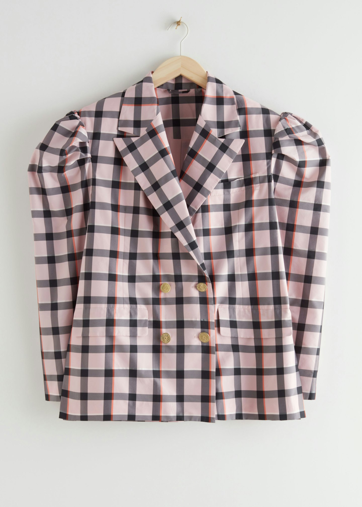 Oversized Double Breasted Padded Shoulder Blazer in Pink, £135