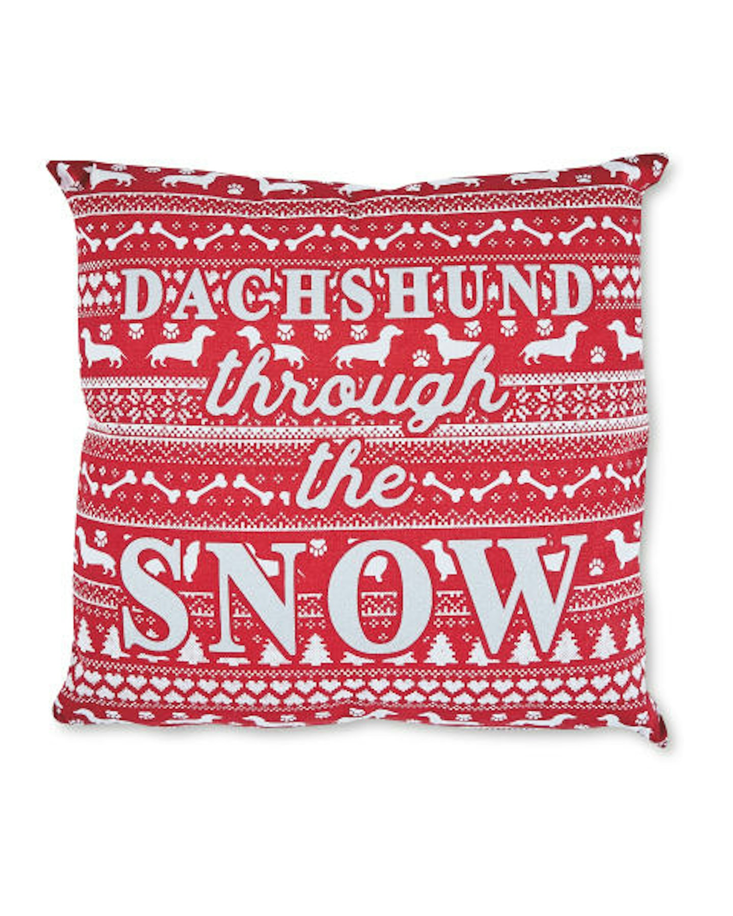Aldi, Dachshund Through The Snow Cushion, £4.99