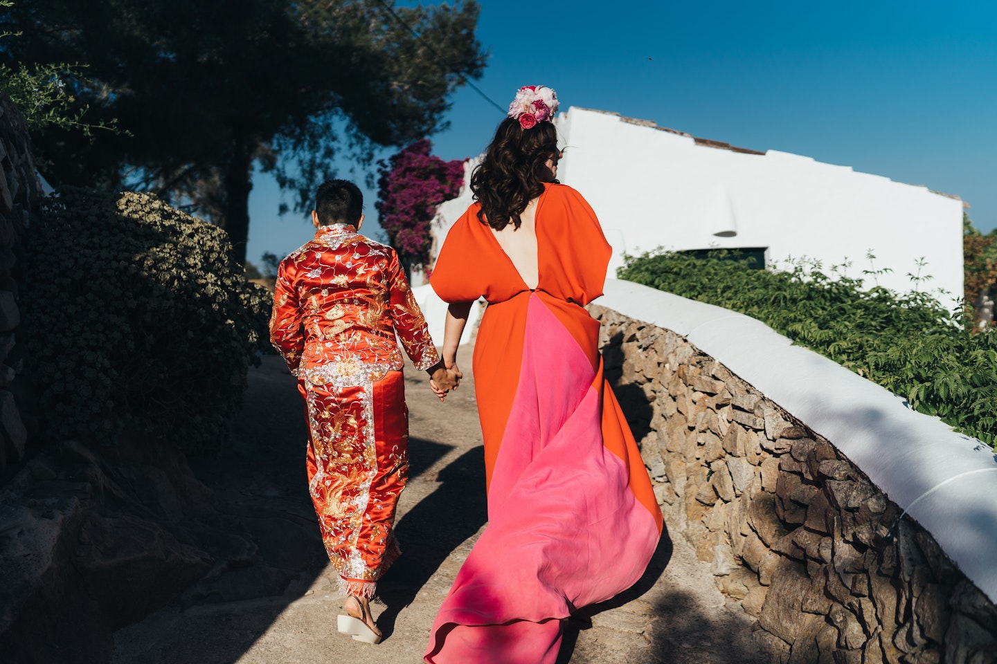 Mel (L) and Alice (R) on their wedding day