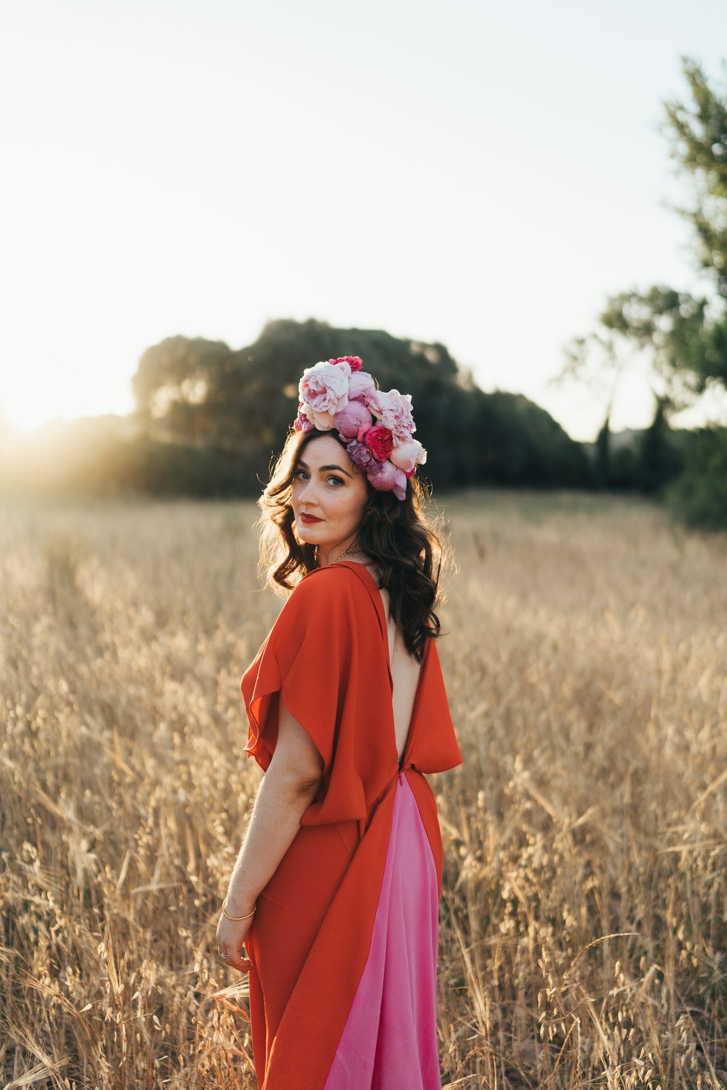 Alice Hutton in her customised red Roland Mouret dress