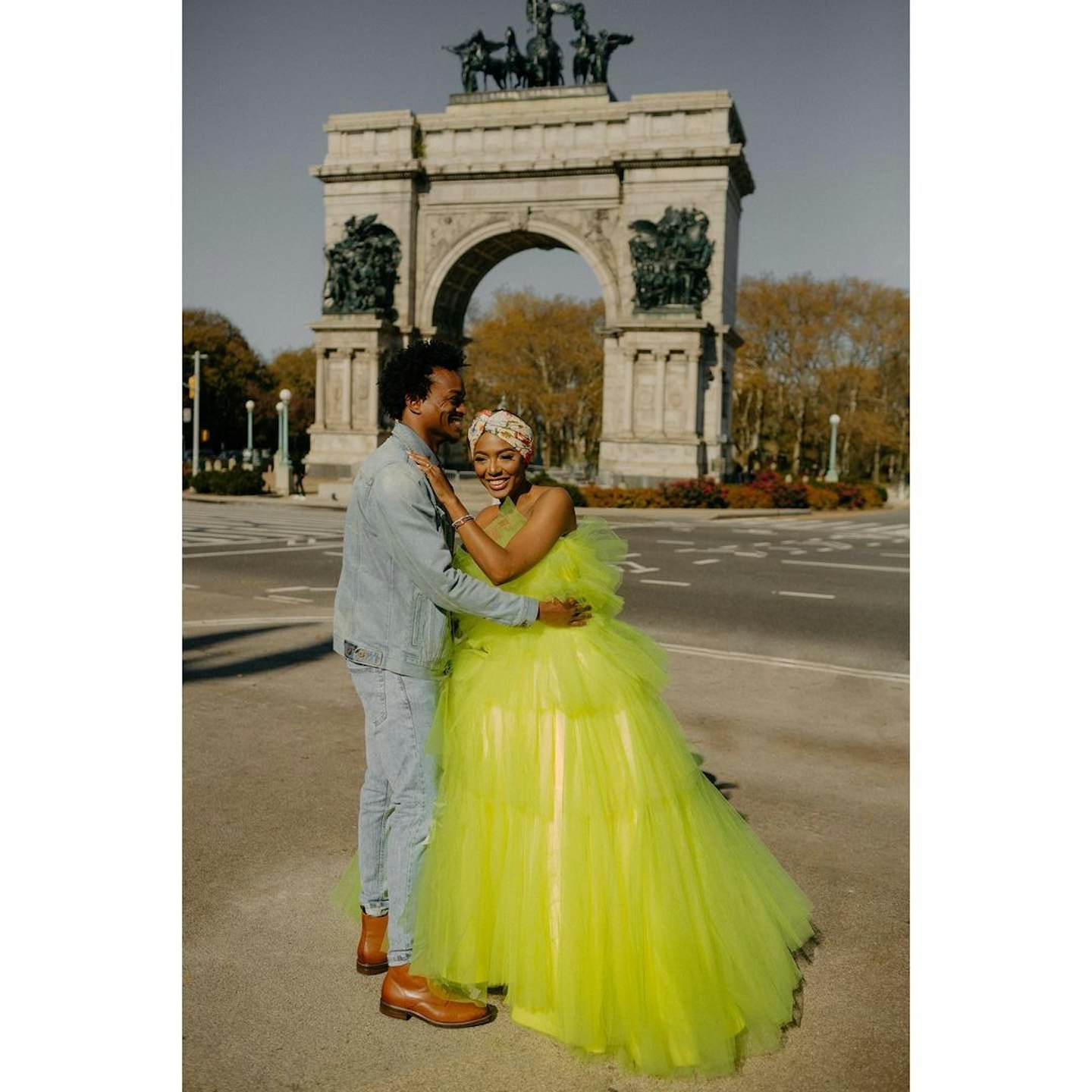Tori Elizabeth in an Elizabeth Dye gown for her engagement to Keegan Phillip