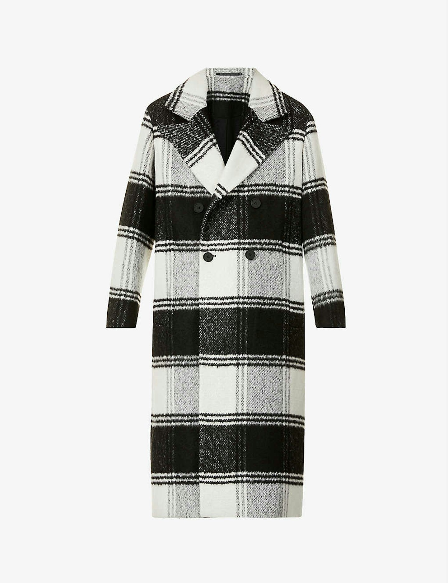 AllSaints, Lottie Check-Print Double-Breasted Woven Coat, WAS £359 NOW £215