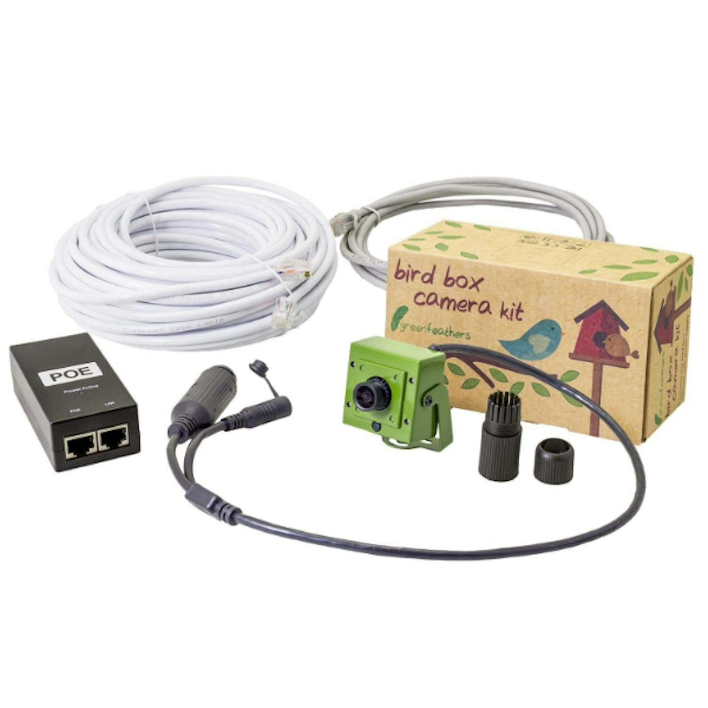 Green Feathers Wildlife HD Wired Camera with cables and power adapter