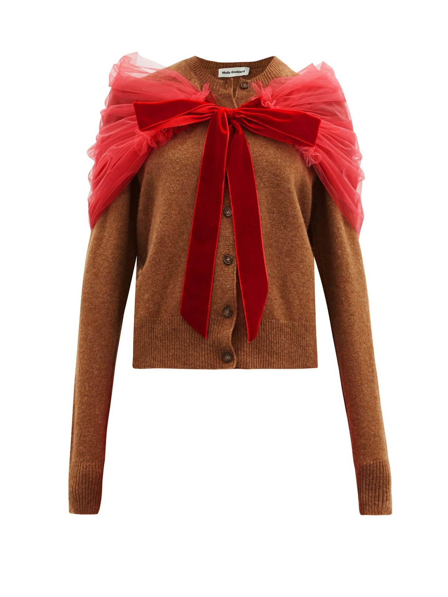 Molly Goddard, Joelle Tulle-Shawl Wool Cardigan, £680