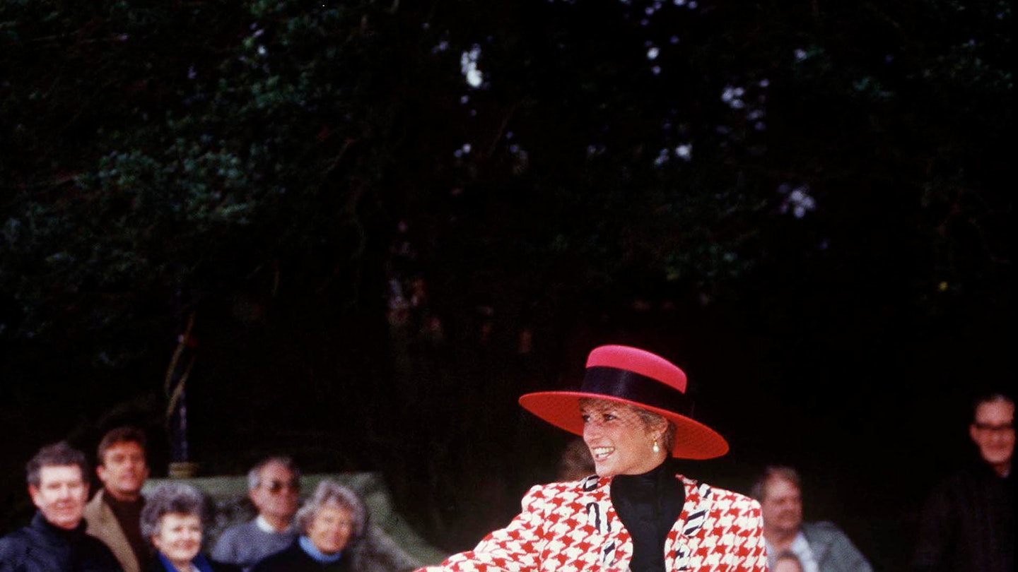 princess diana red dress christmas Diana sports a festive red outfit for Christmas Day church service, 1986
