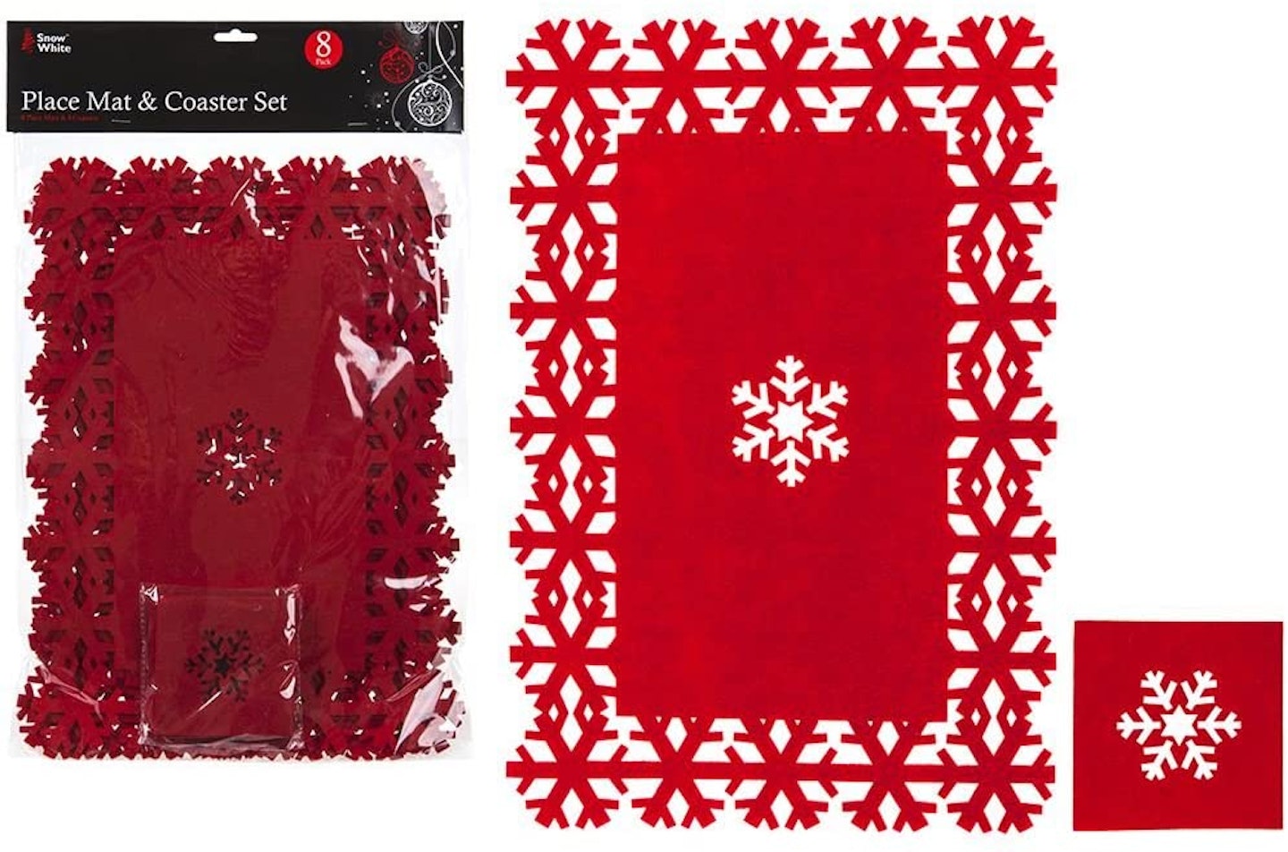 Red Christmas Snowflake Place Mat Set