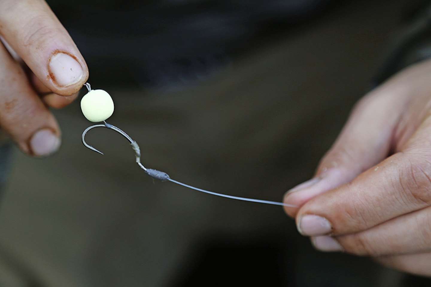 Use a baiting needle to thread the pop-up on to the hair loop of your hooklink, as normal 