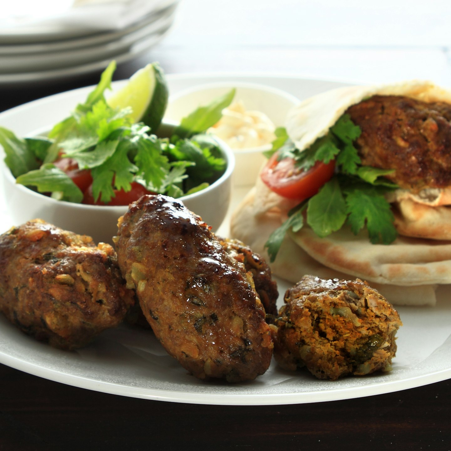 Mini lamb koftas with a yoghurt dressing