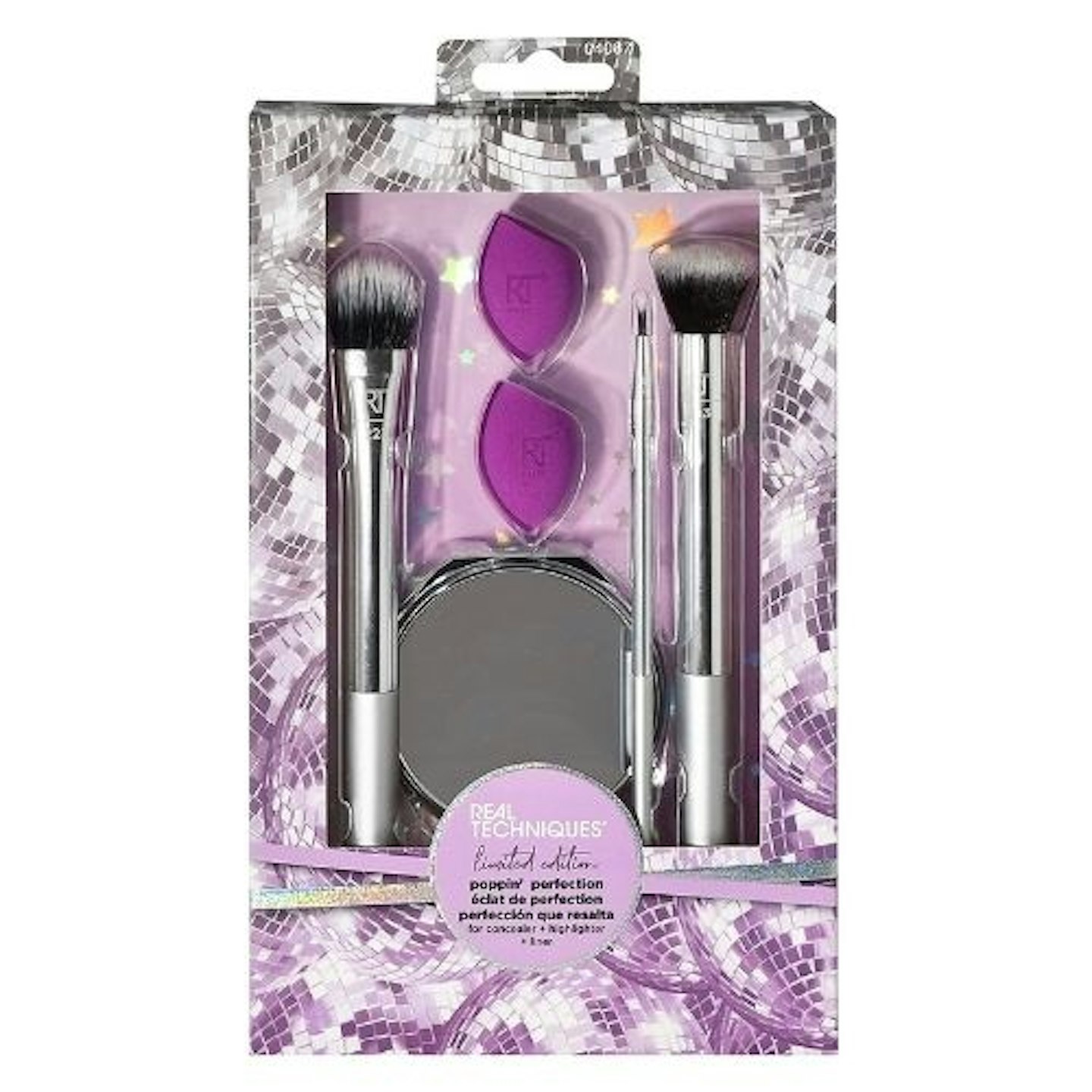 Real Techniques Poppin' Perfection and Sponge Make-Up Brush Set with Compact Mirror