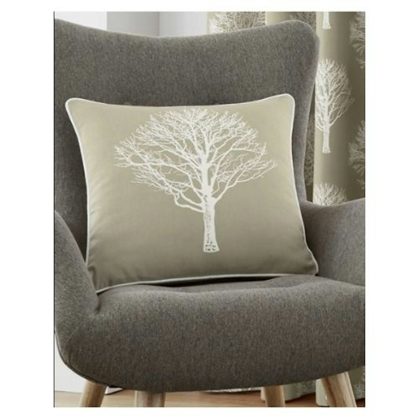 Fusion Woodland Tree cushion on grey chair