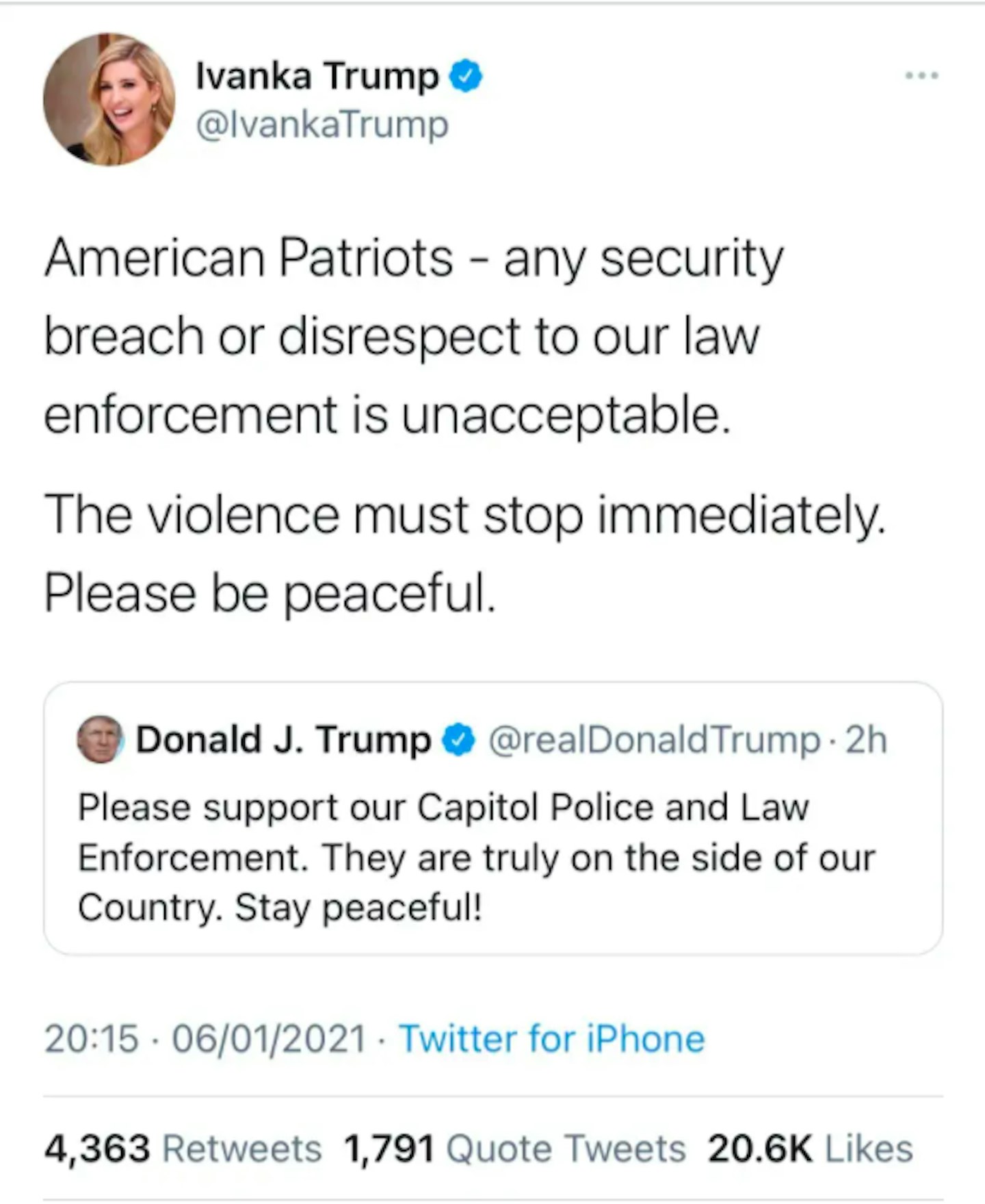 Ivanka Trump tweet