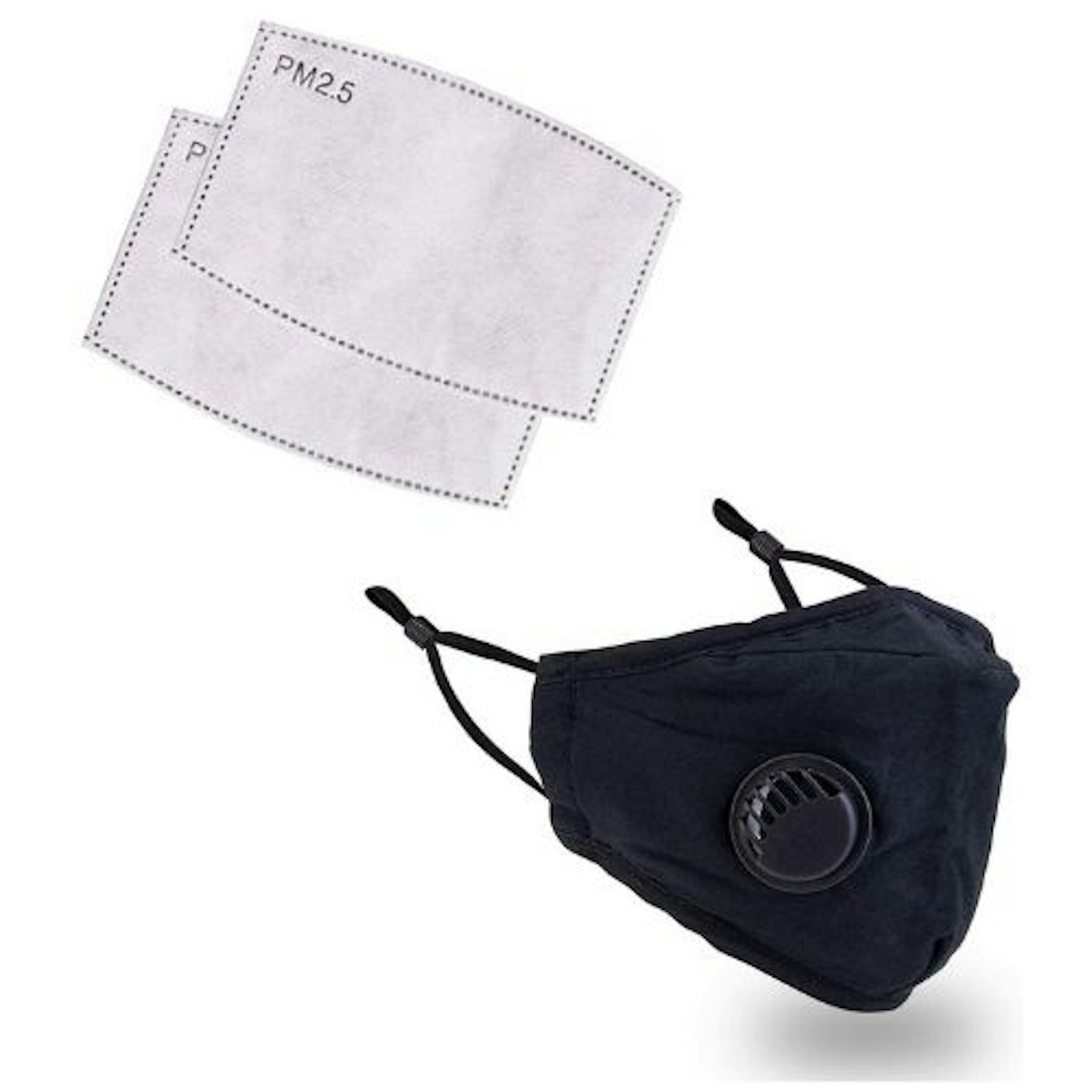 Black Face Mask Reusable Washable Face Mask with Valve and Filter