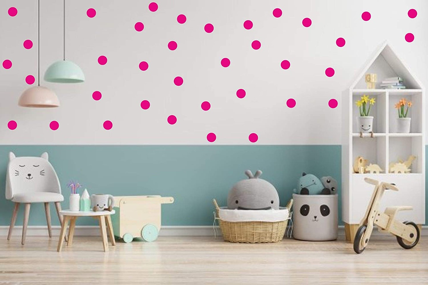 Pink Polka Dot Vinyl Wall Stickers, Amazon