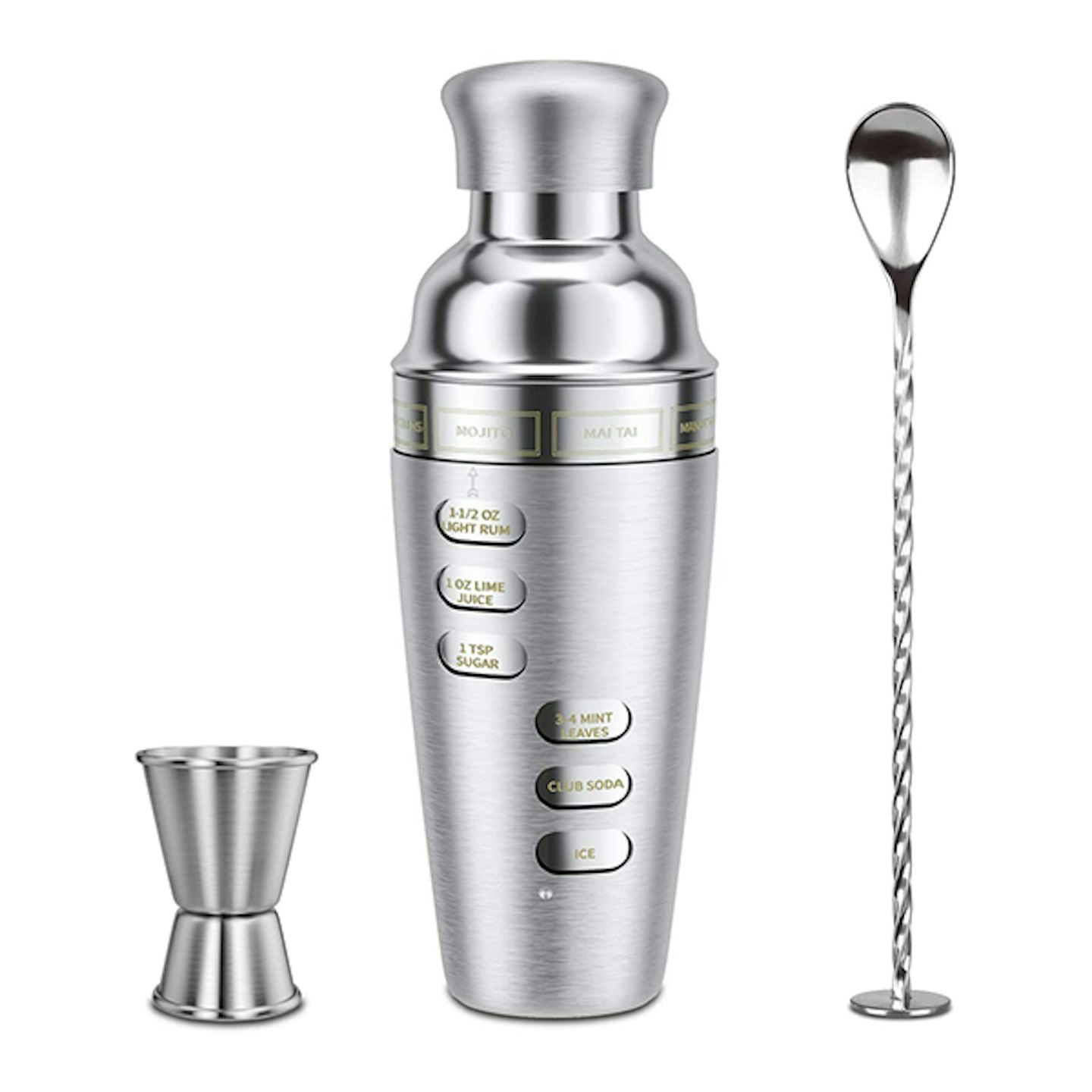 Blusmart 5pcs 700ML Cocktail Shaker Set with Rotation Recipe Guide