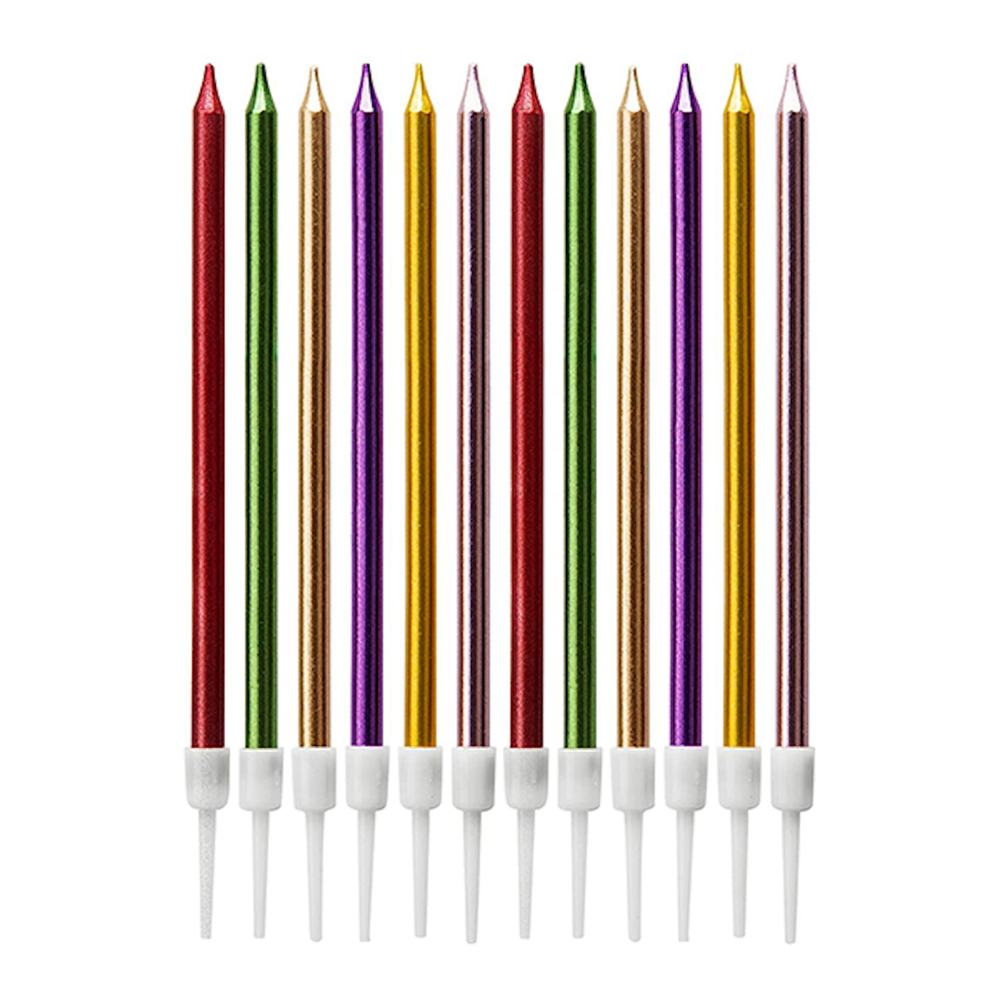 LUTER Metallic Birthday Candles in Holders Multi Color