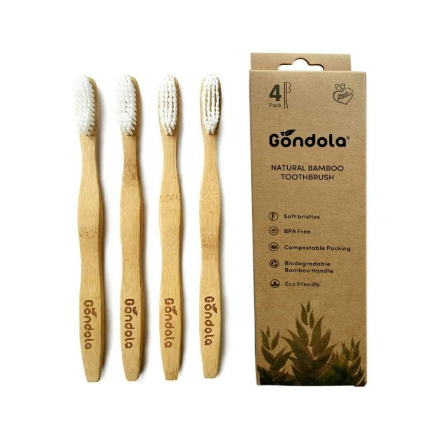 Gondola Organic Bamboo Toothbrushes and box