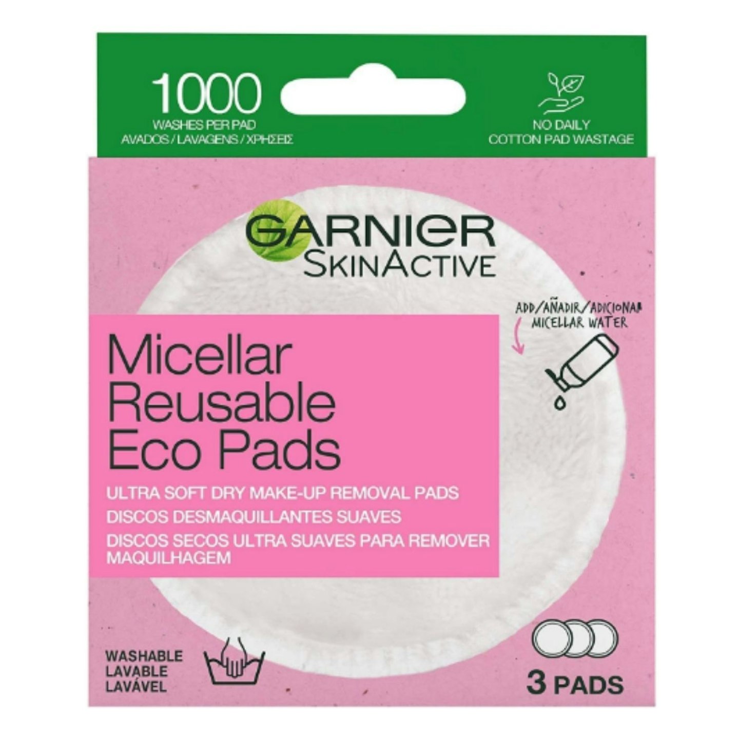 Garnier Micellar Reusable Eco Pads in box