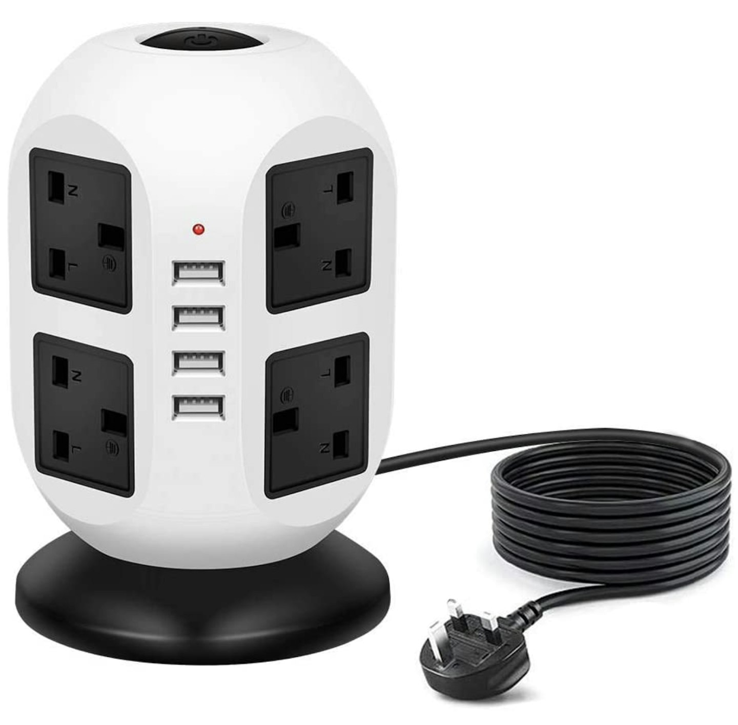 Power Strip Tower 4 USB Ports 8 Way Outlets
