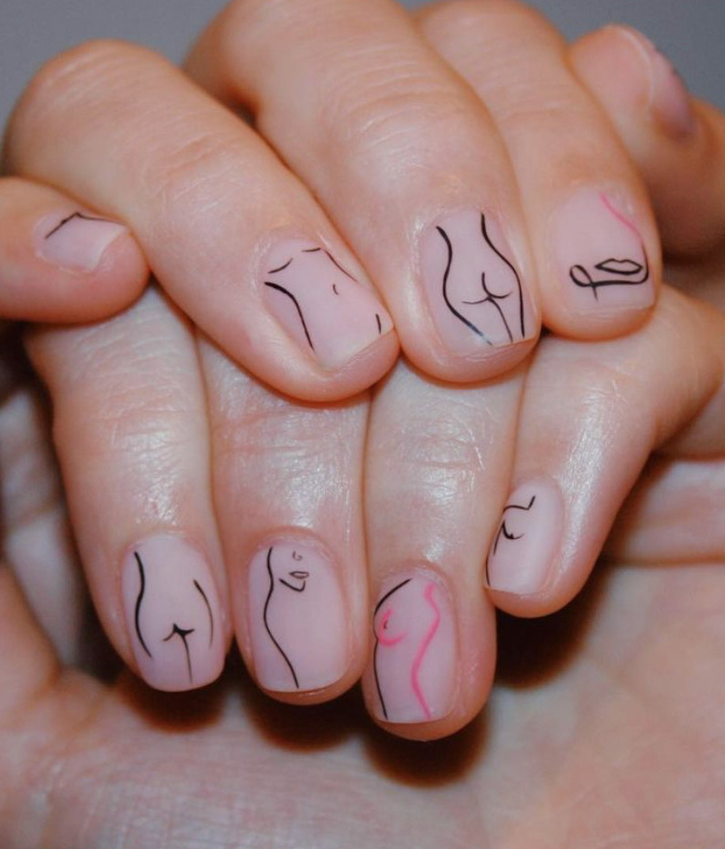 Nude Illustration Nail Designs