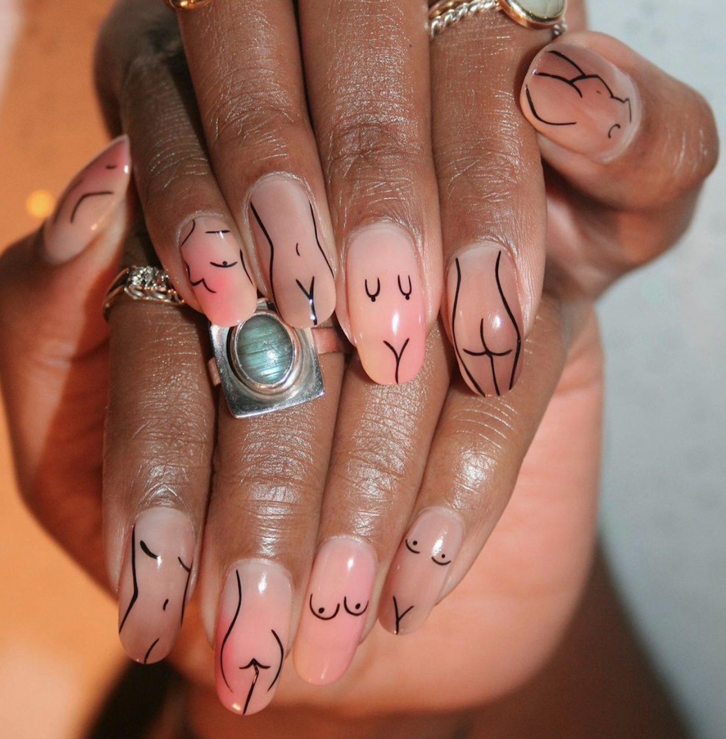 Nude Illustration Nail Designs