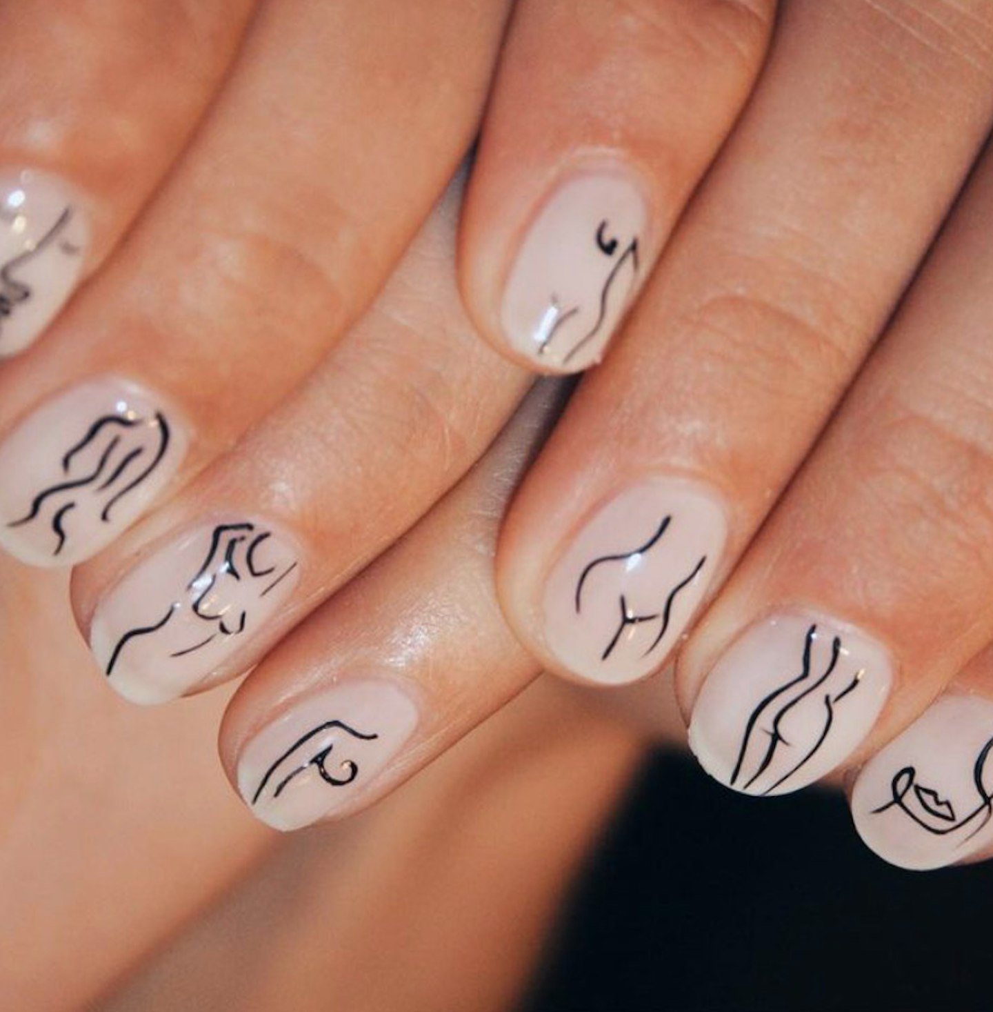 Nude Illustration Nail Designs