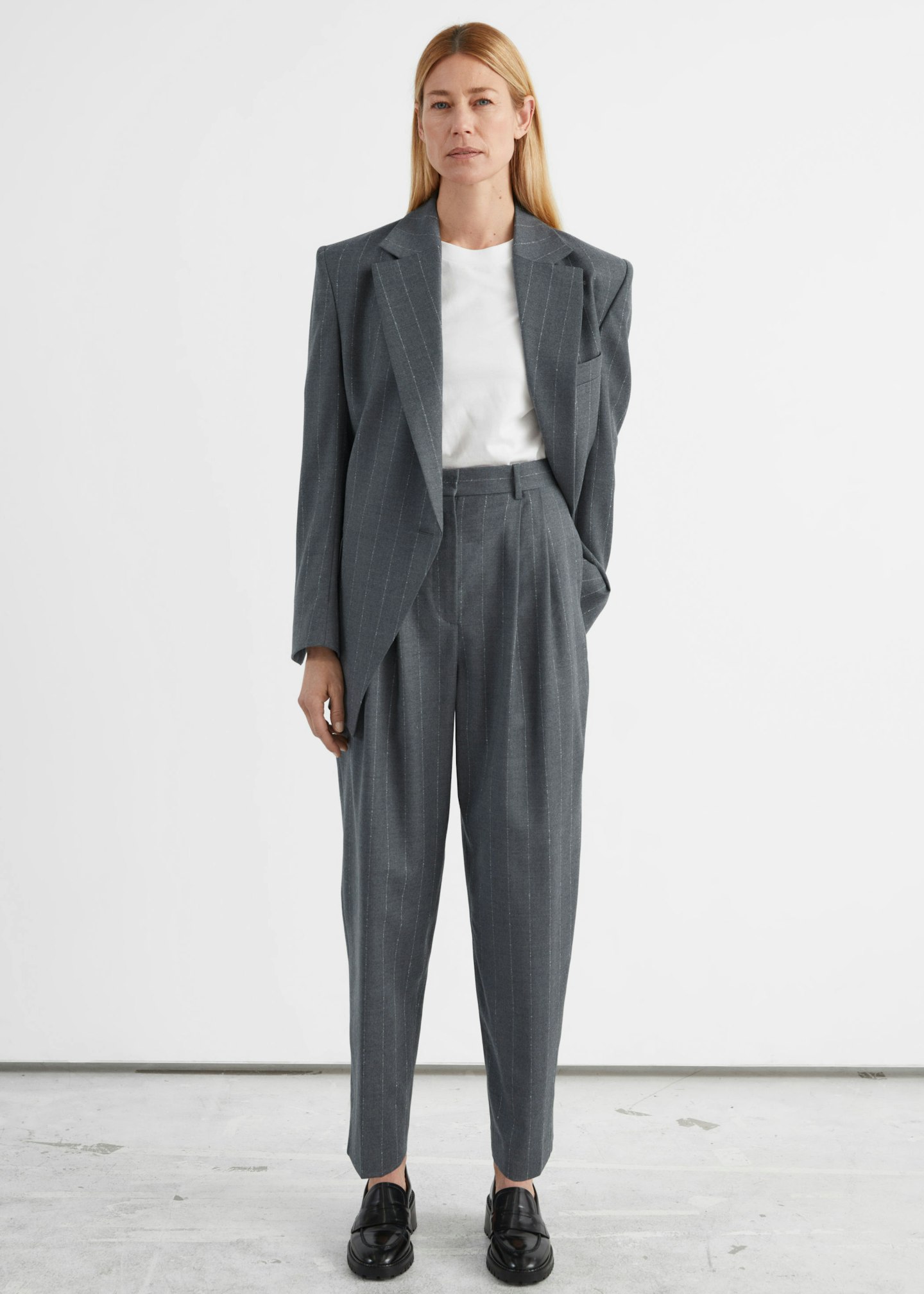 & Other Stories, Tailored Tapered Pinstripe Wool Trousers, £120