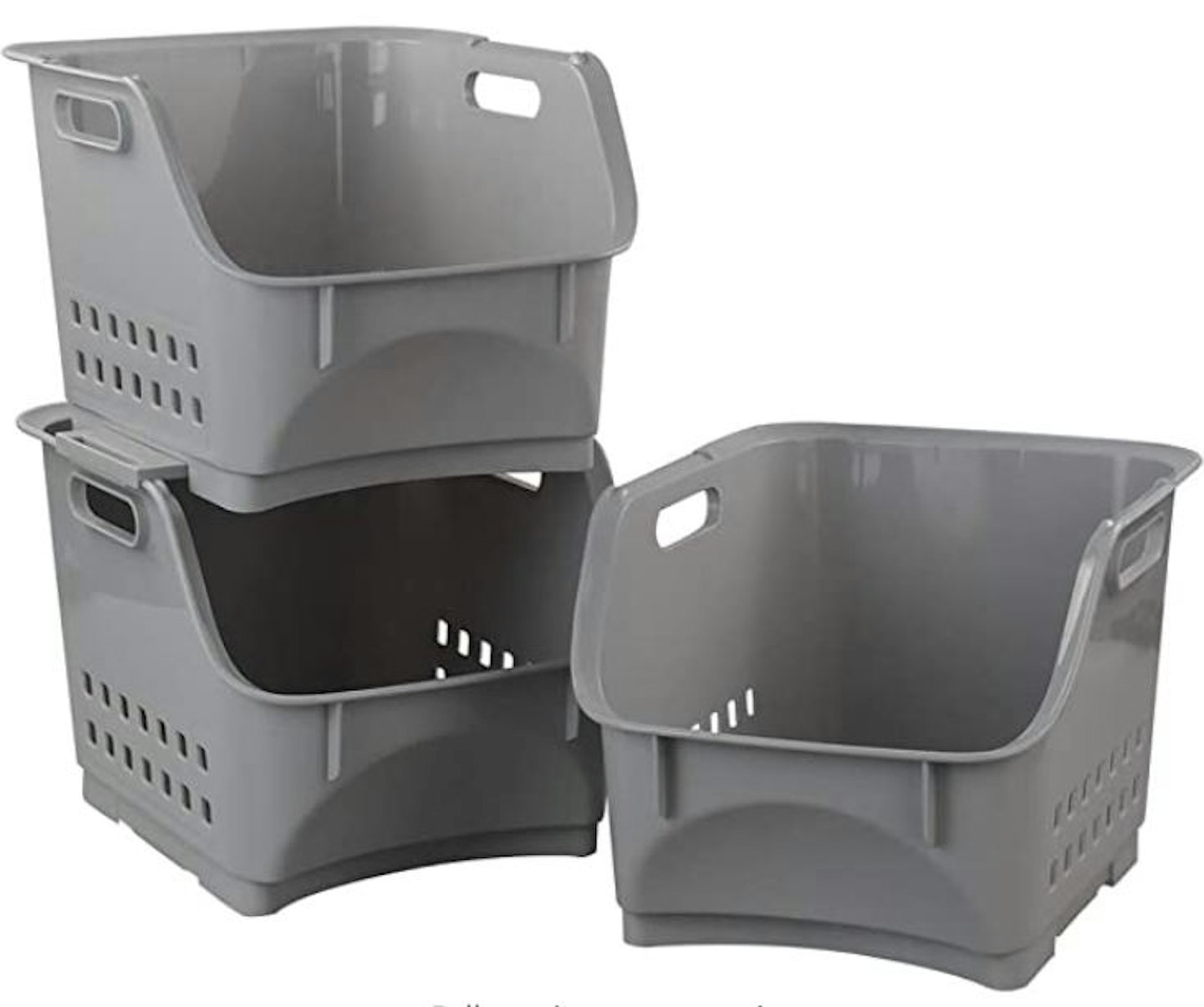 Cadine 3-tier Grey Stackable Storage Basket Kitchen Stacking Storage Basket Bin