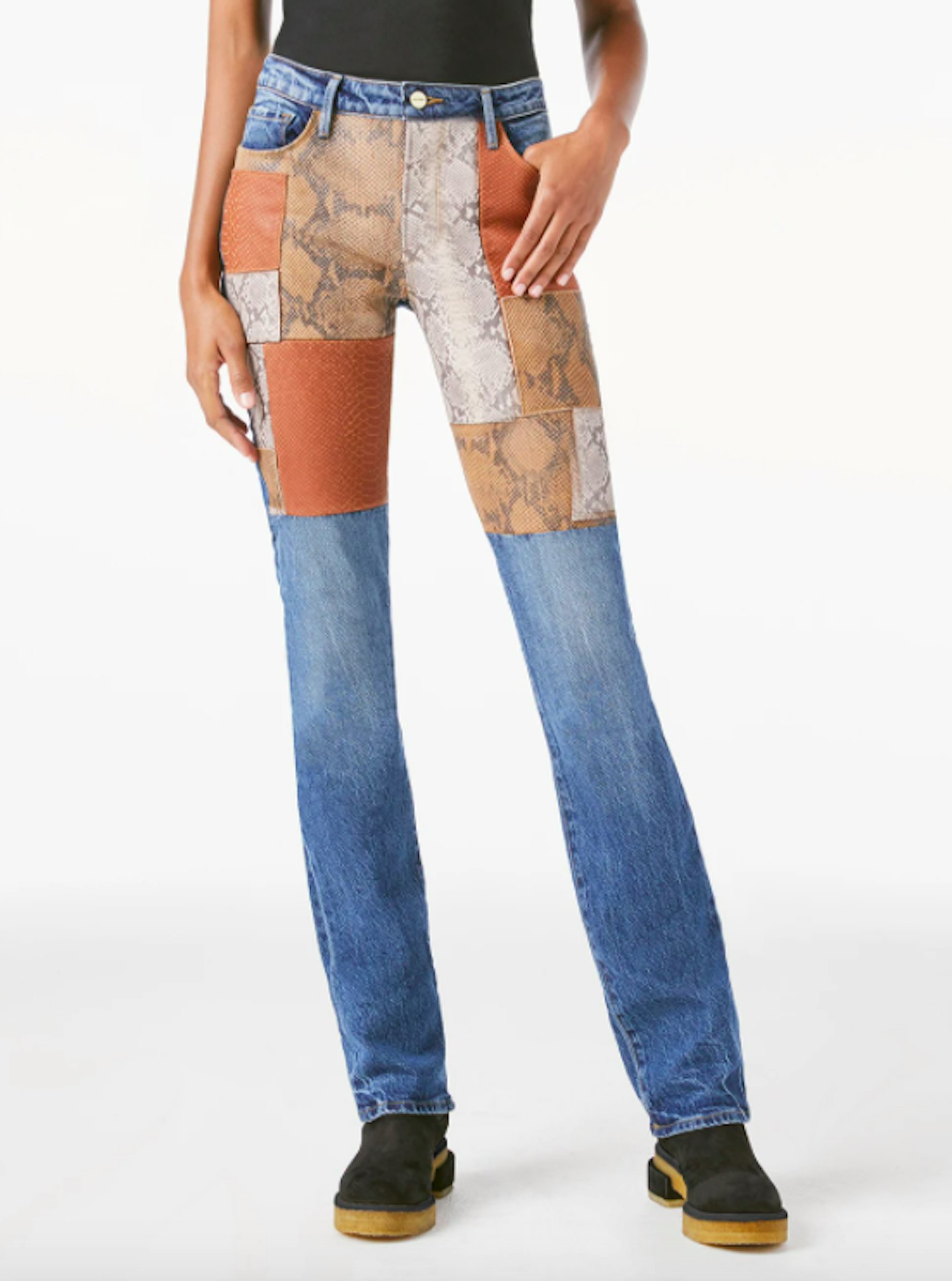 Frame, Le Mini Boot Patchwork Snake Kenmore, WAS £428 NOW £321