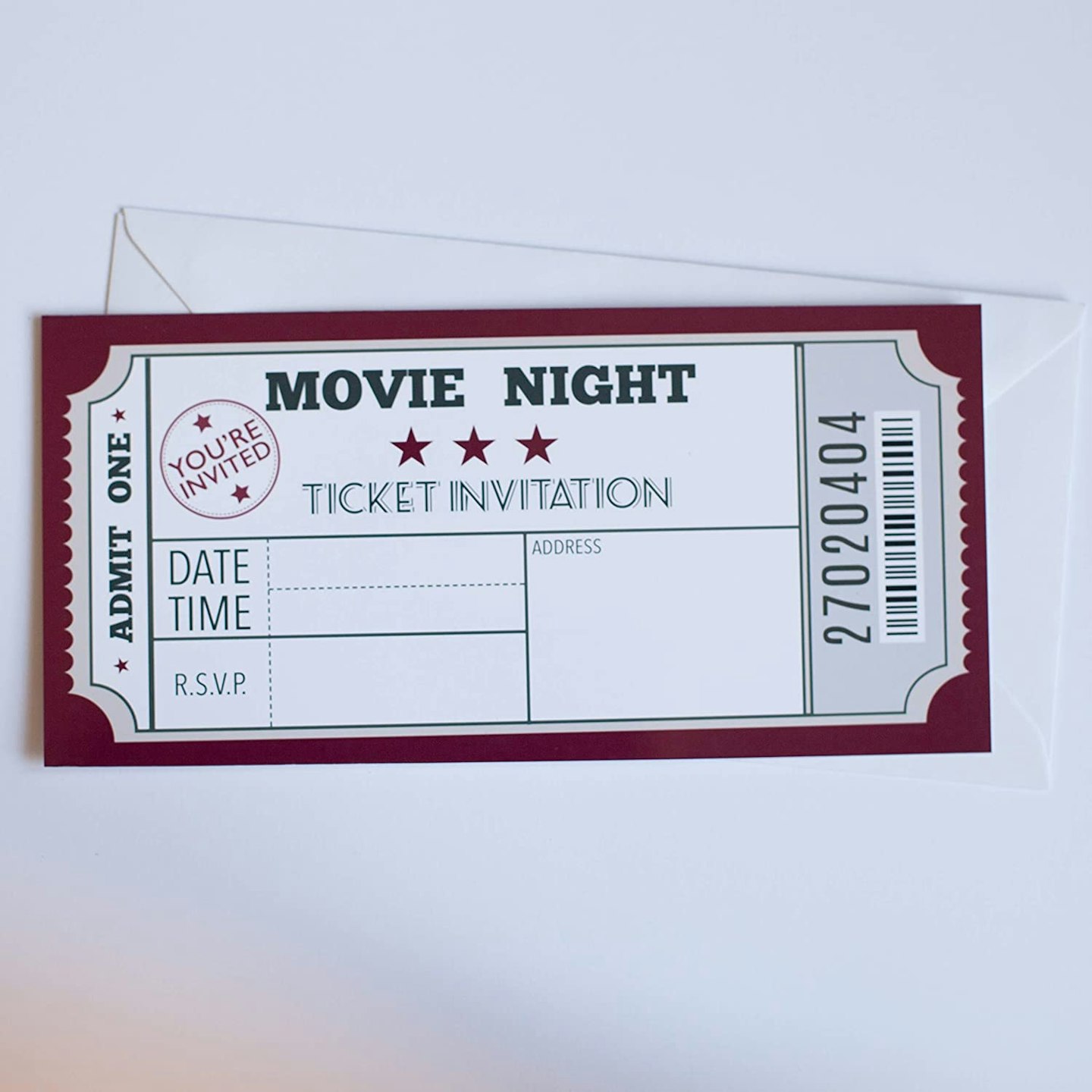All-Ways Design Movie Night Party Ticket Invitations