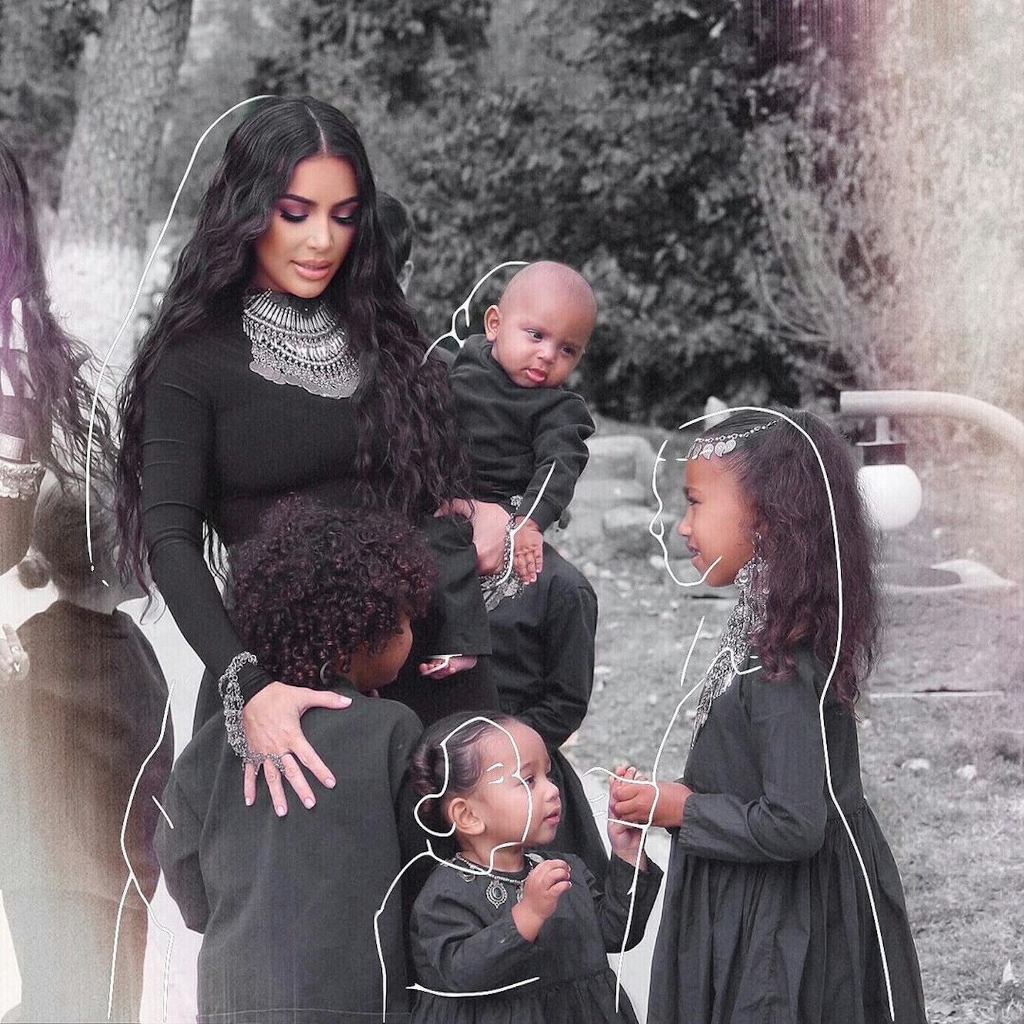 Kim Kardashian, North, Saint, Chicago and Psalm