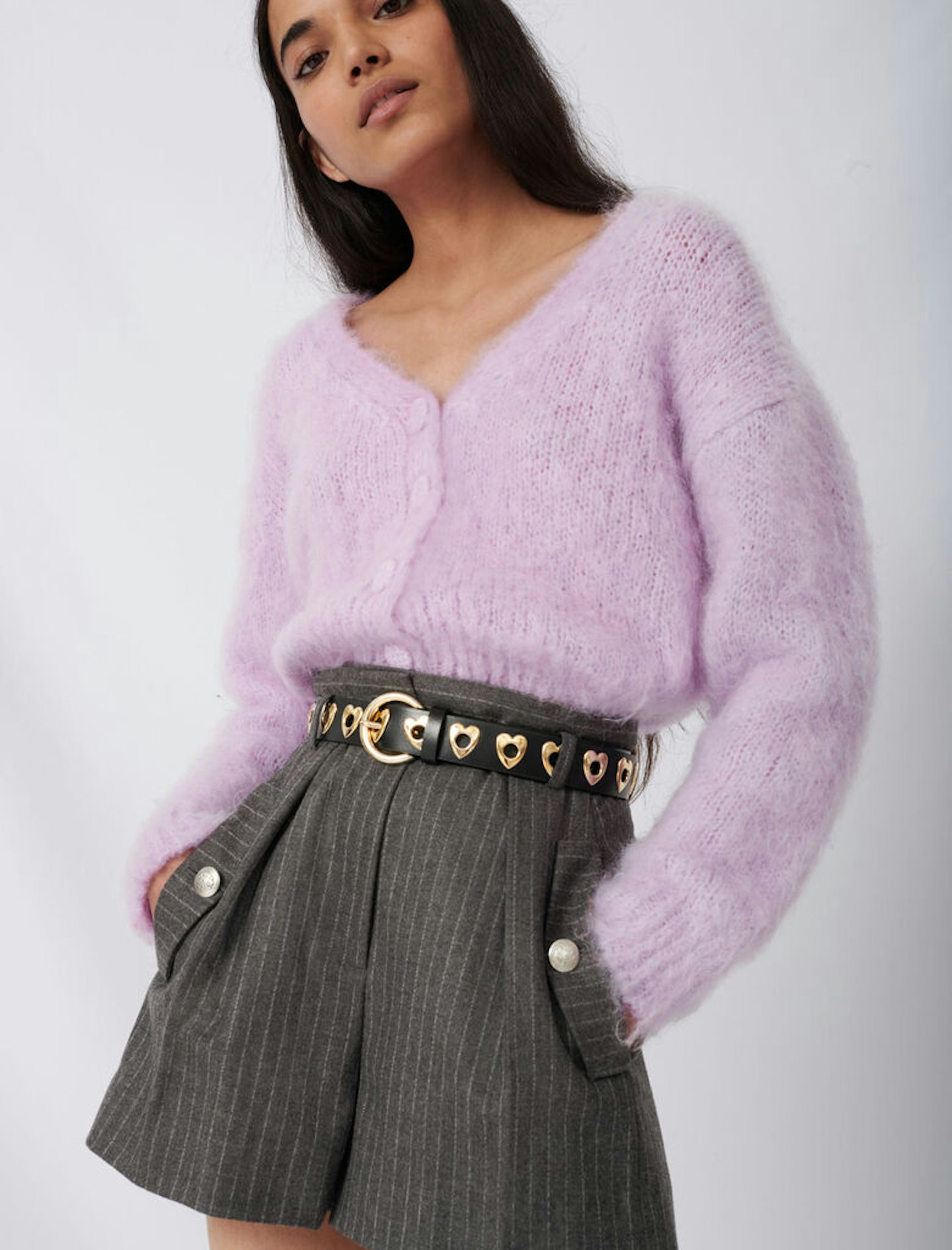 Maje, Mohair Cardigan With Covered Buttons, WAS £239 NOW £167.30