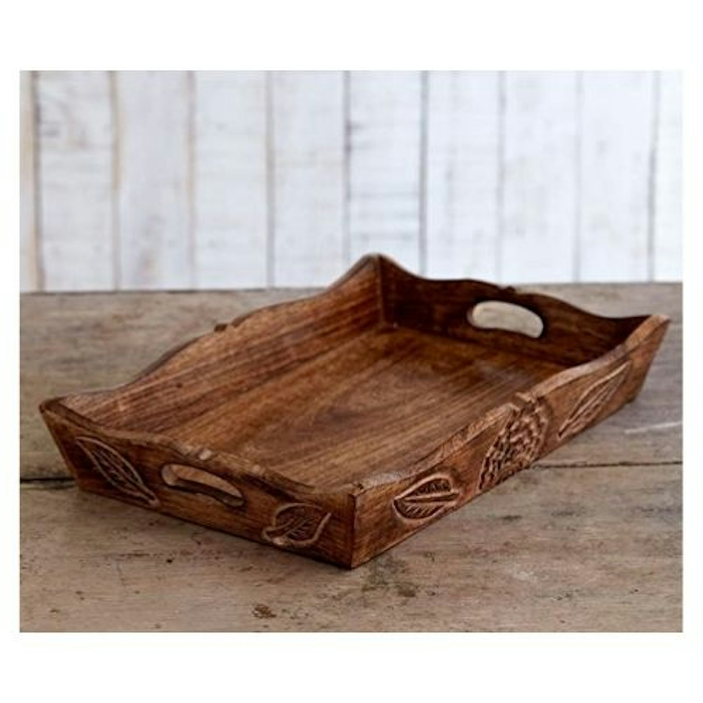 Natural Mango Wood Tea Tray on table