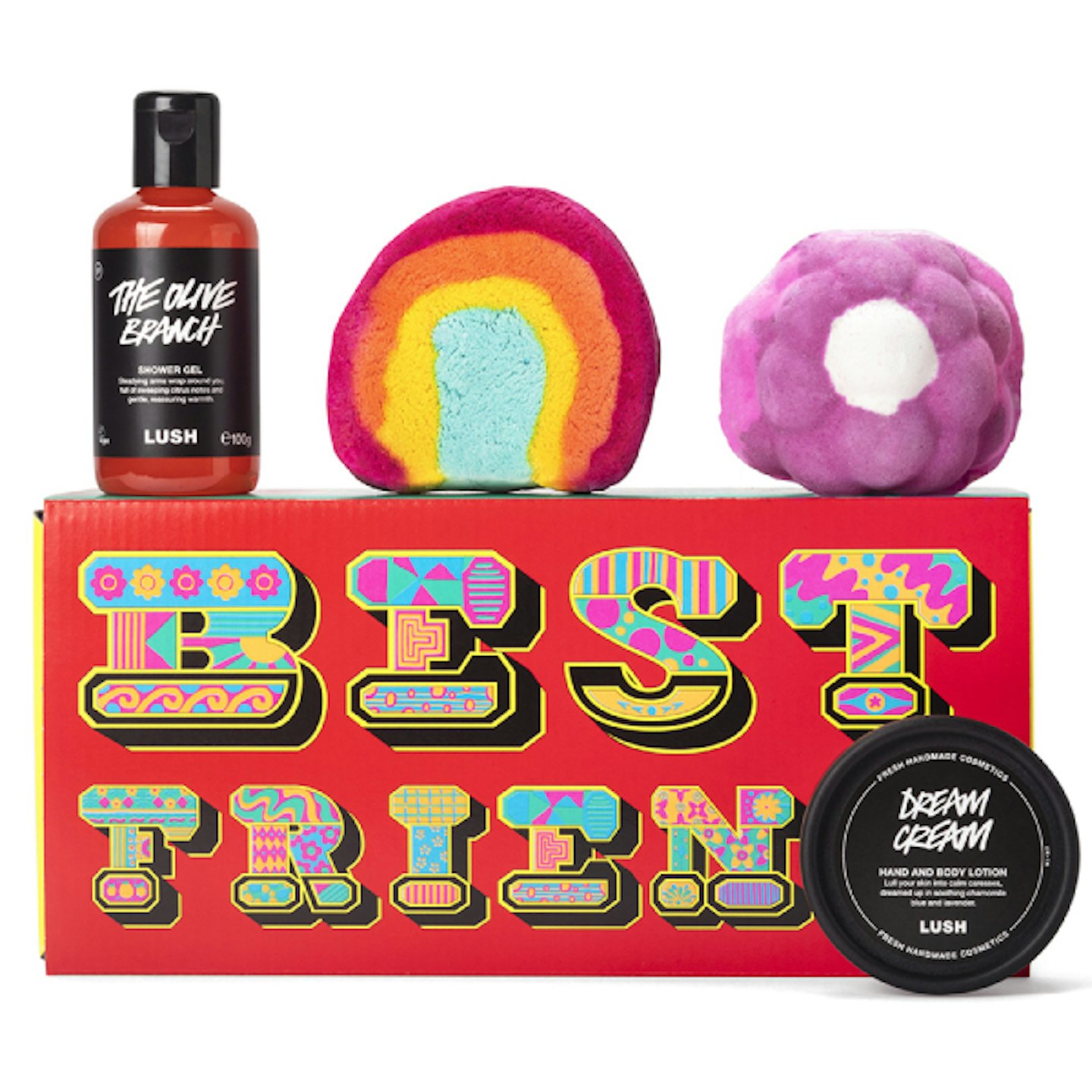 Lush gift box with bath bomb and body gel