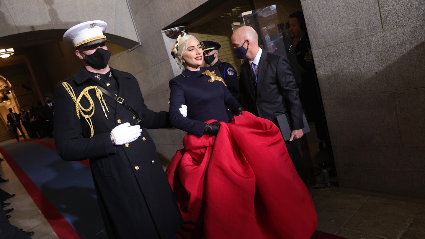 lady gaga inaugural dress Lady Gaga Wore a Ball Gown to Last Night's Inaugural Ball
