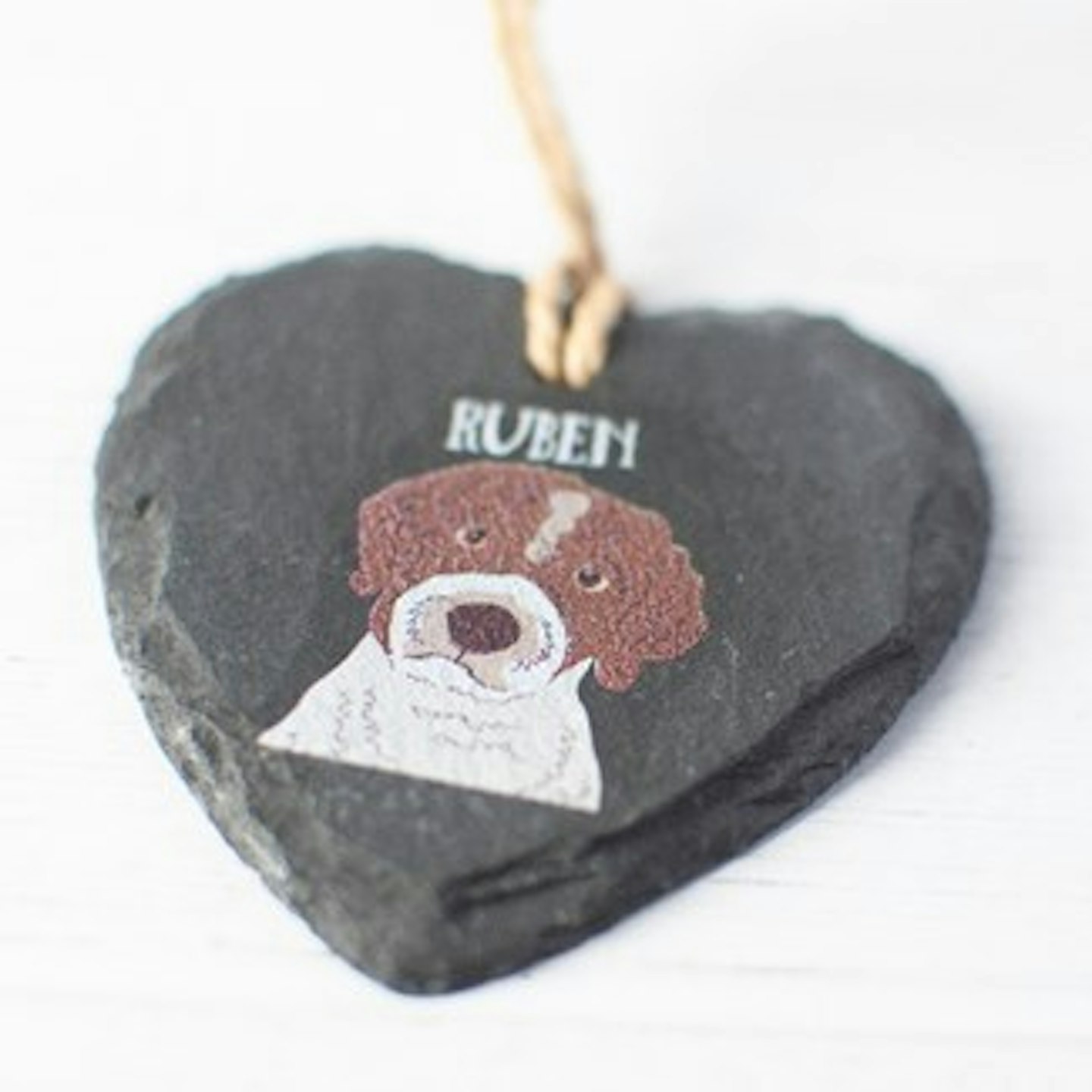 Personalised dog slate heart keepsake