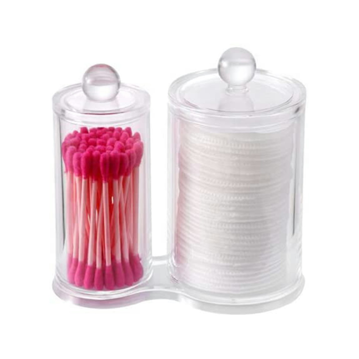 PuTwo Makeup Organizer Cotton Pads Holder Swab Jar Divider with 2 Sections