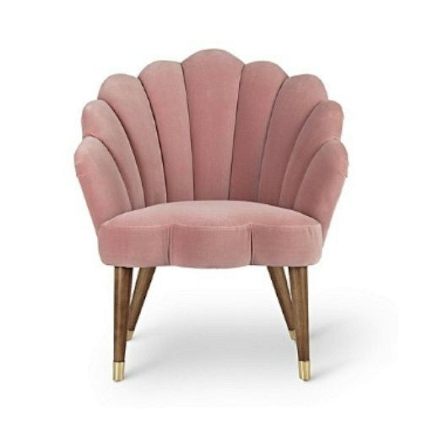 Flora Scalloped Azure Velvet Armchair in Pink