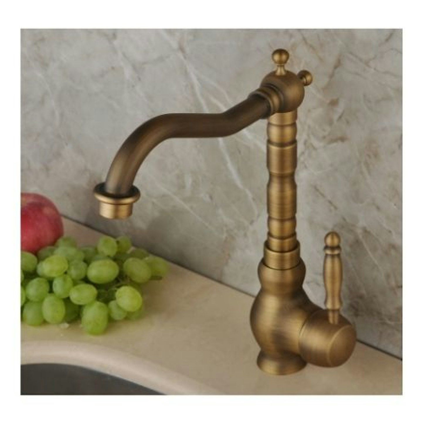 Hiendure Antique Inspired Solid Brass Tap near sink