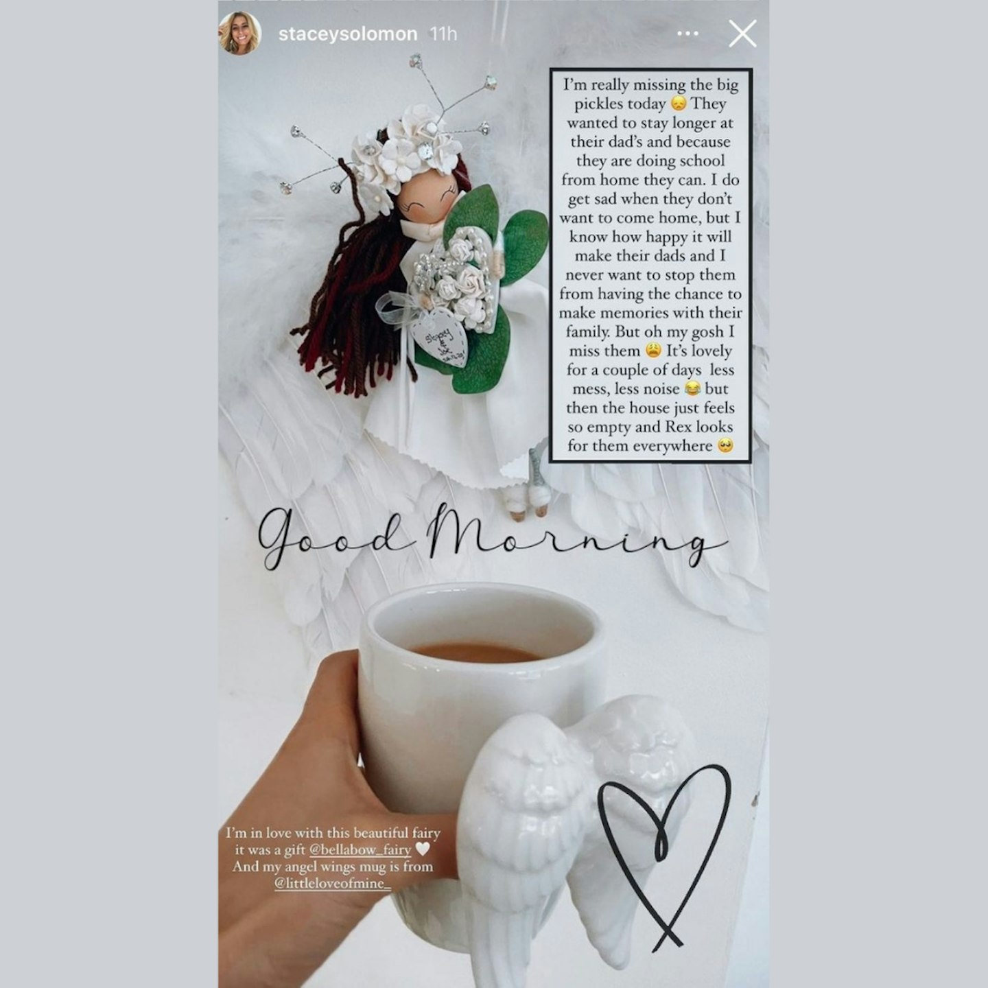 Stacey Solomon Instagram angel wings mug