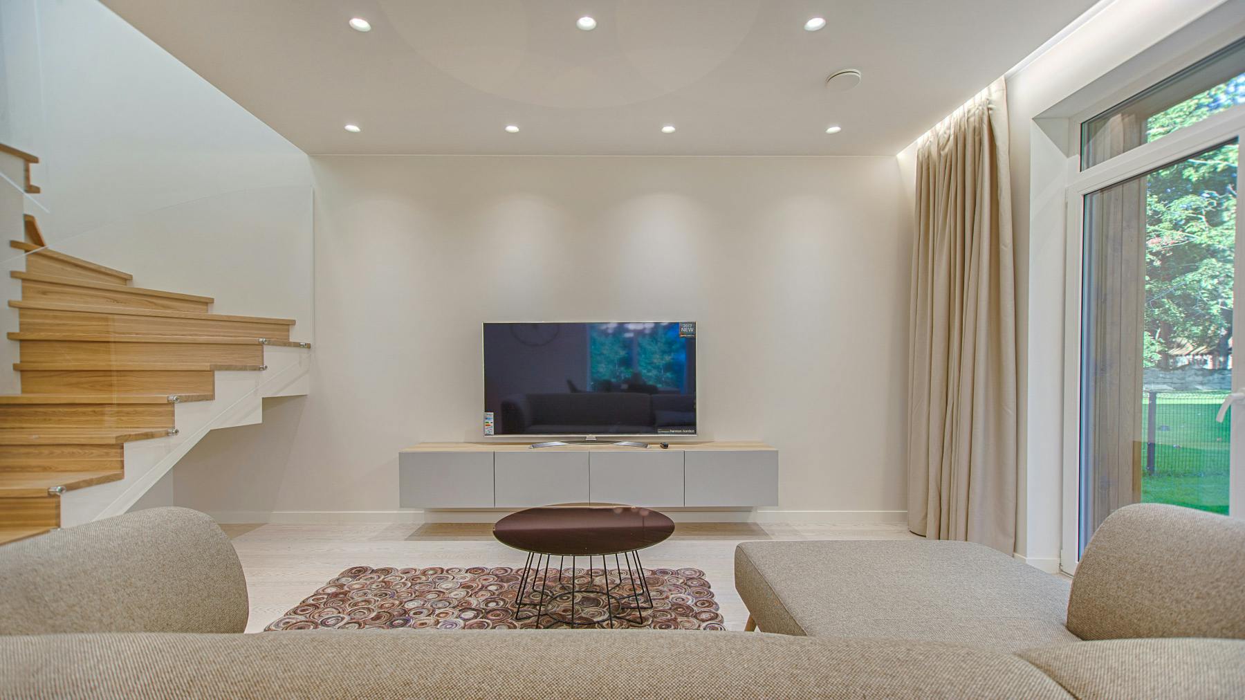 modern living room with flat screen tv