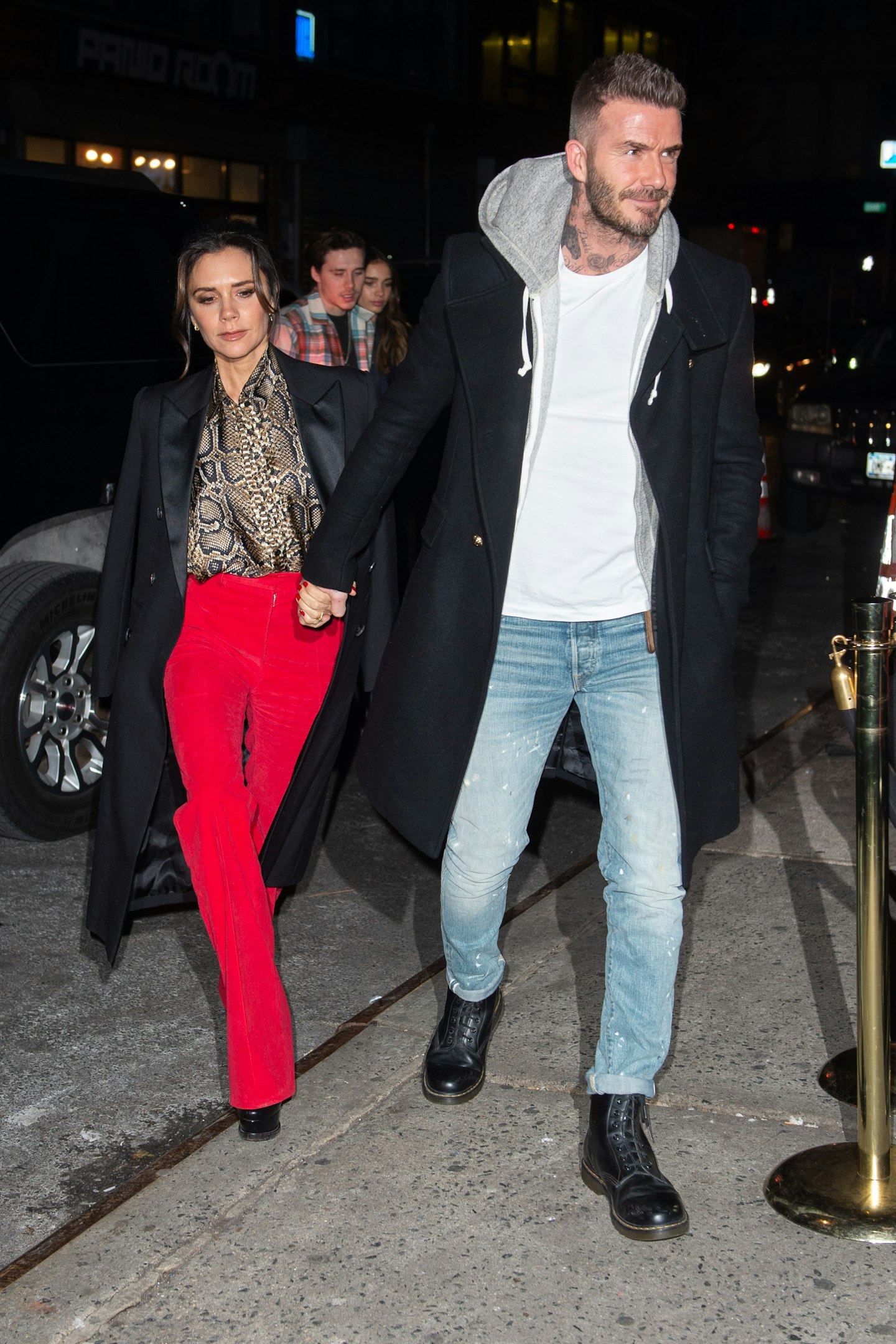 Victoria Beckham and David Beckham are seen on January 22, 2019 in New York City.