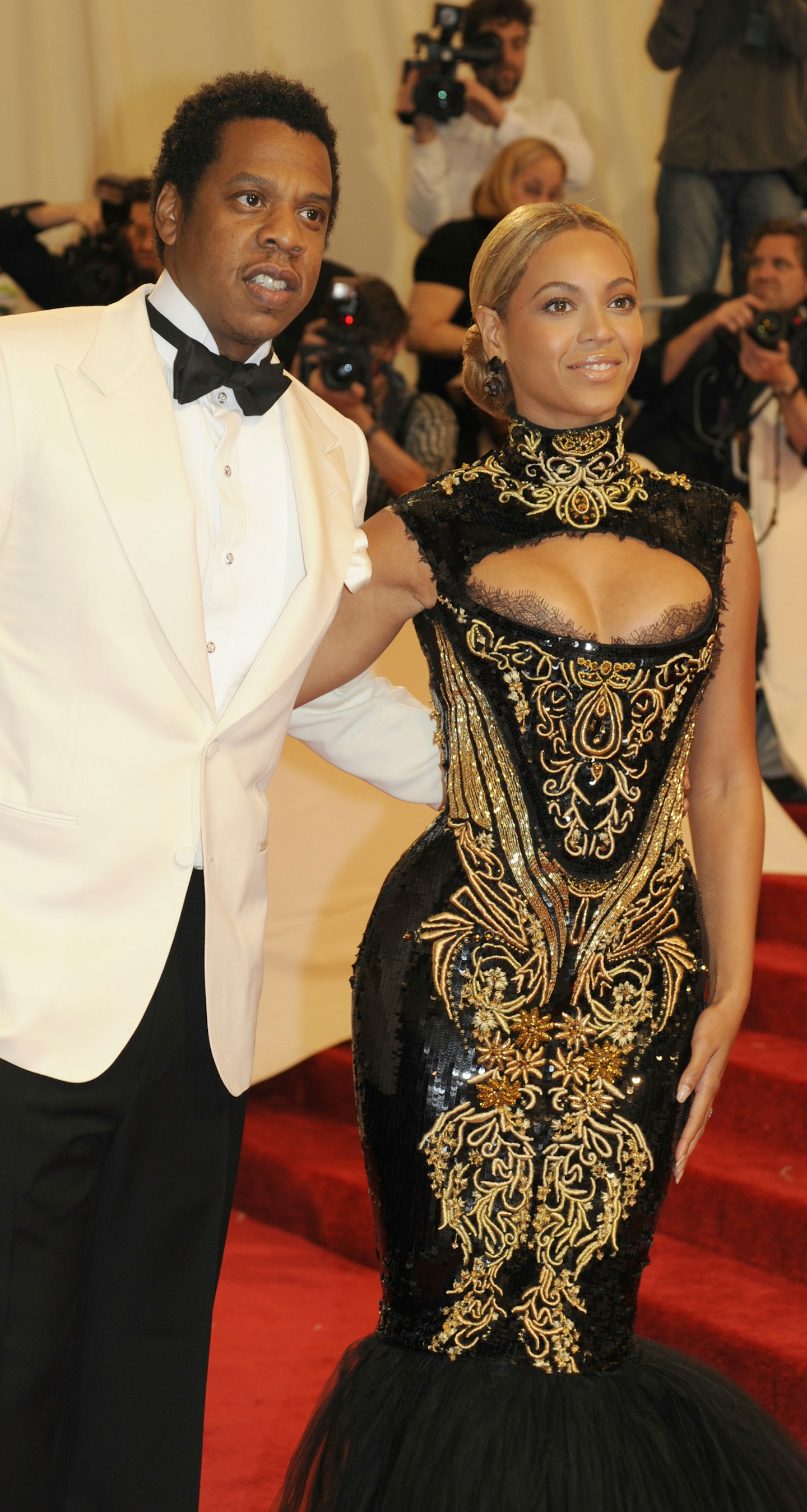 Jay-Z and Beyonce Knowles attend "Alexander McQueen: Savage Beauty" Costume Institute Gala, 20101, at Metropolitan Museum of Art in New York City.