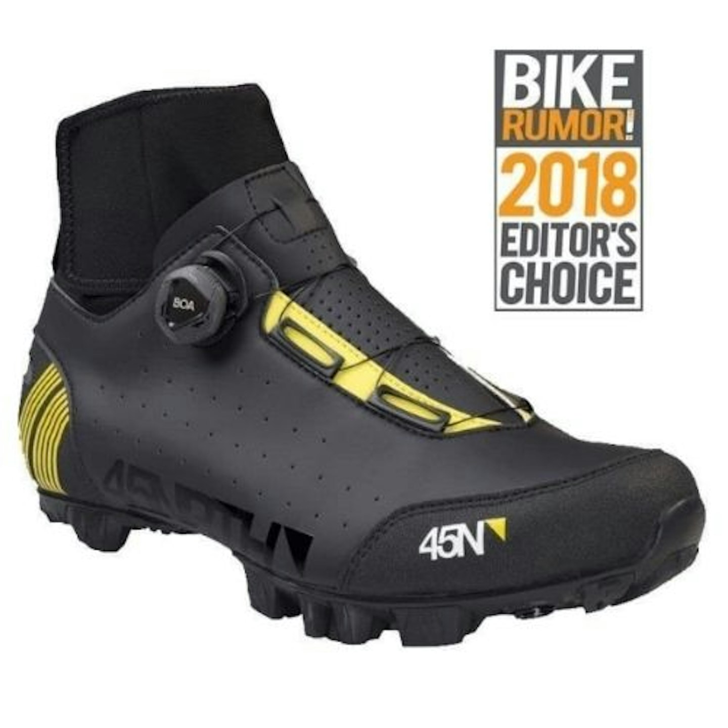 45NRTH Ragnarok Winter Cycling Shoe in Black and Yellow