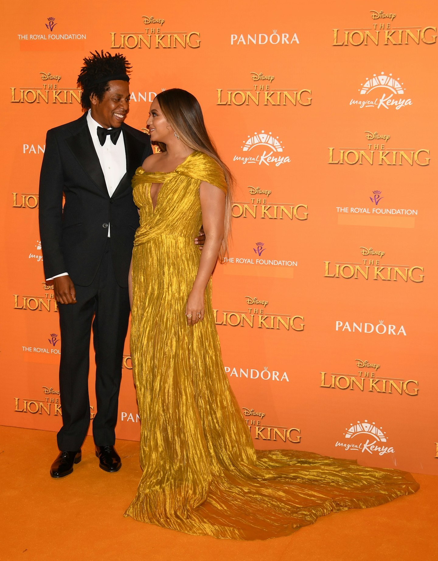 Beyoncu00e9 and Jay-Z attend the European Premiere of Disney's "The Lion King" at Odeon Luxe Leicester Square on July 14, 2019 in London, England
