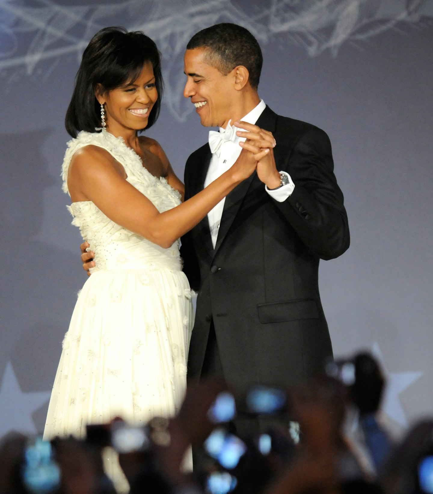 President Barack Obama and Michelle Obama at MTV and ServiceNation's "Be the Change: Live From The Inaugural Ball" at the Washington Hilton on January 20, 2009 in Washington, D.C.
